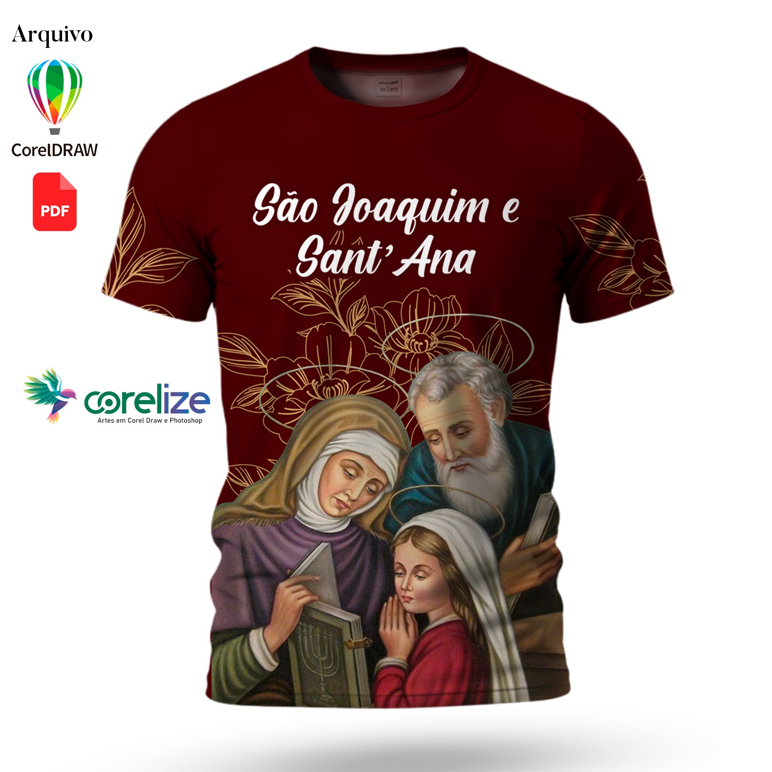 Arte para sublimação de camiseta São Joaquim e Sant'Ana