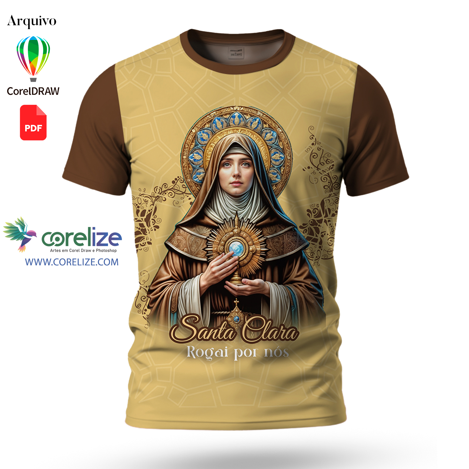 Arte Santa Clara para sublimação de camiseta