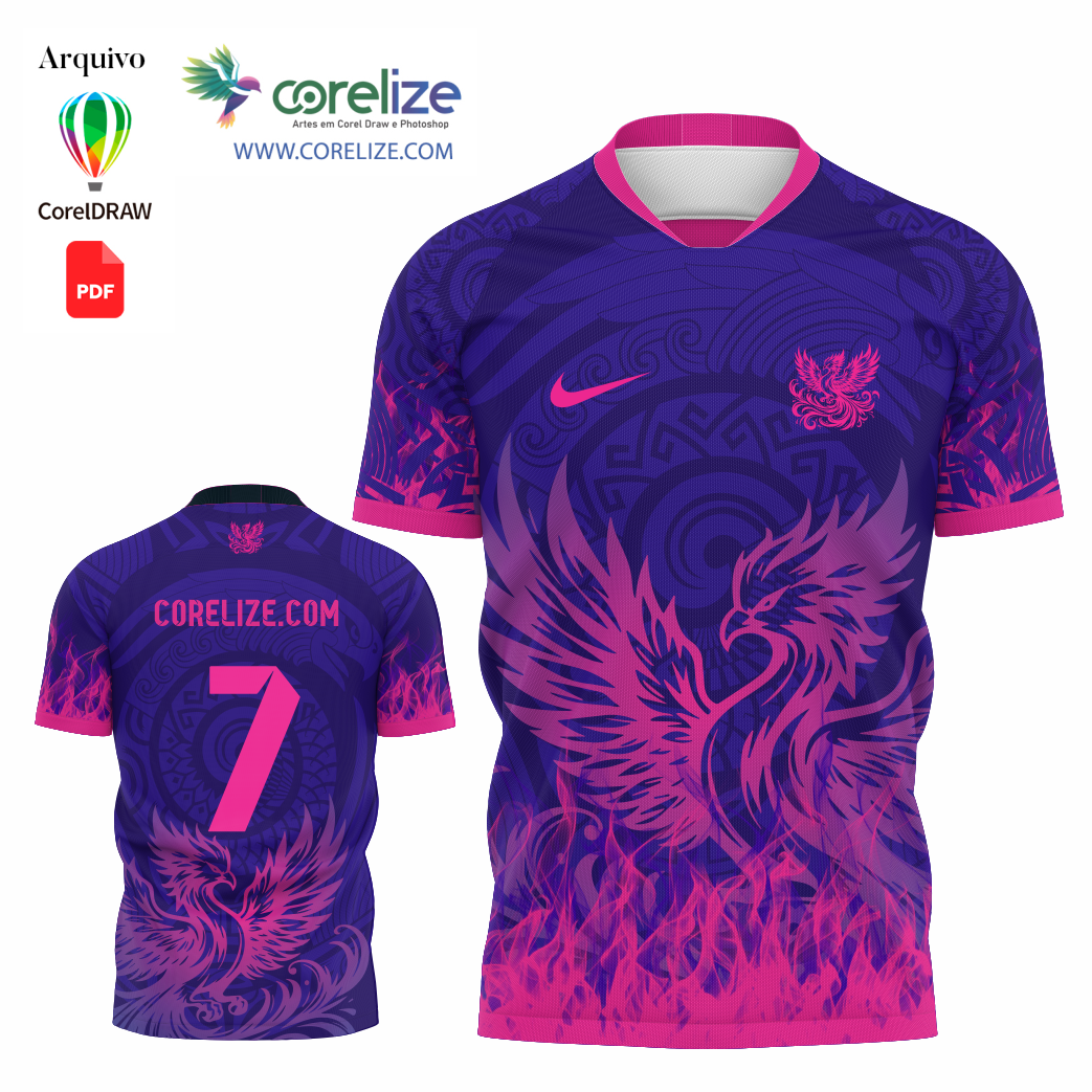 Arte Fénix Renascimento  futebol para sublimação de camiseta