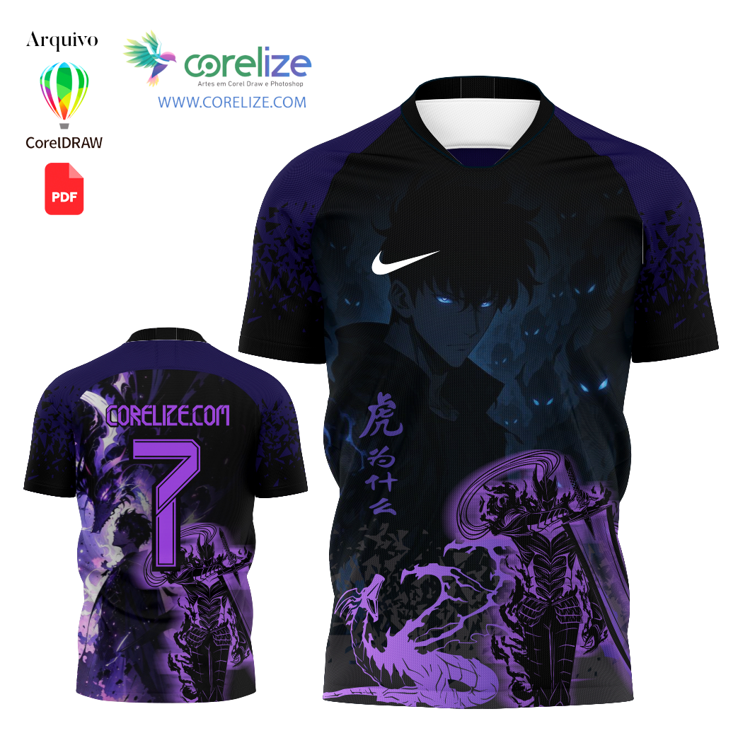 Arte Solo Leveling futebol para sublimação de camiseta