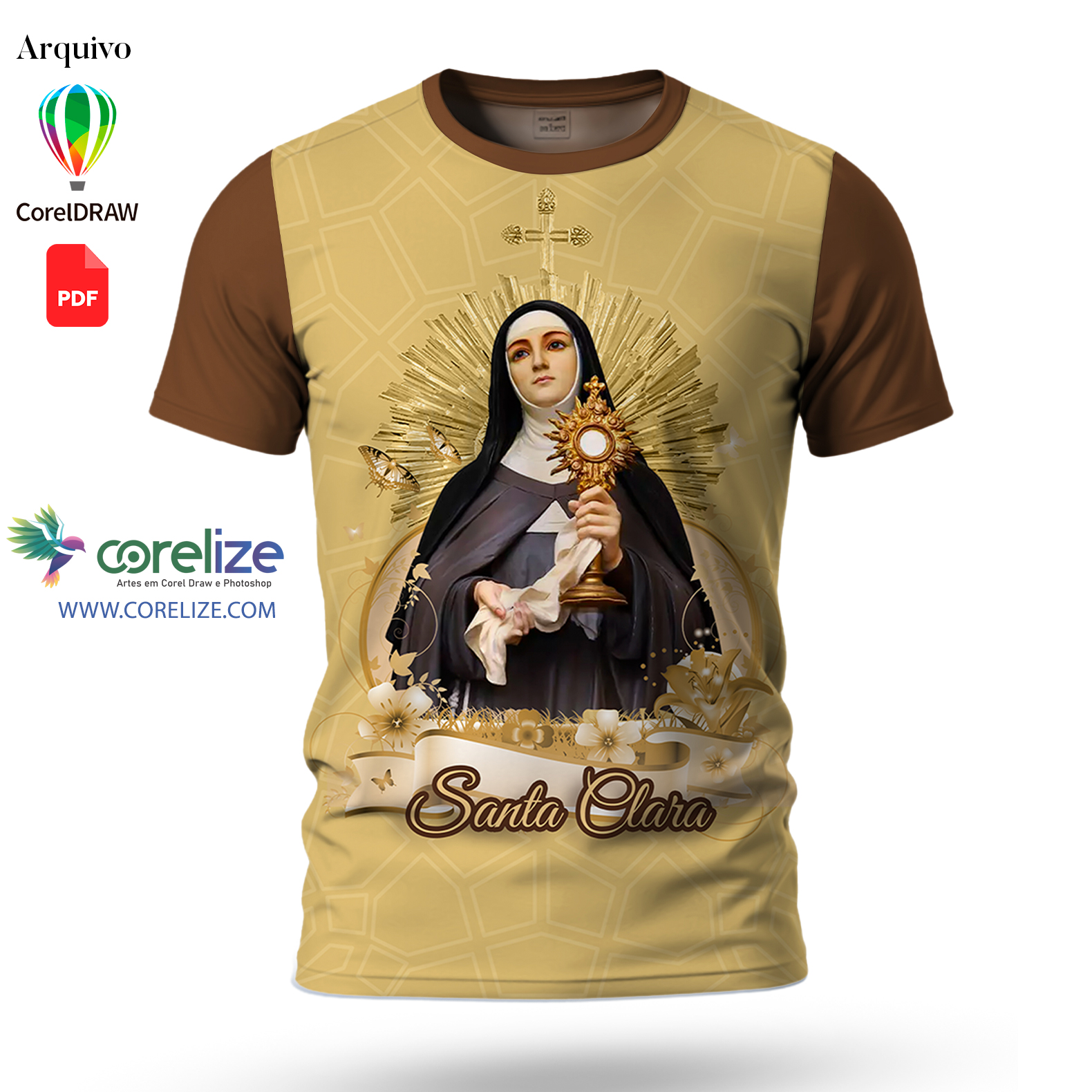 Arte Santa Clara para sublimação de camiseta