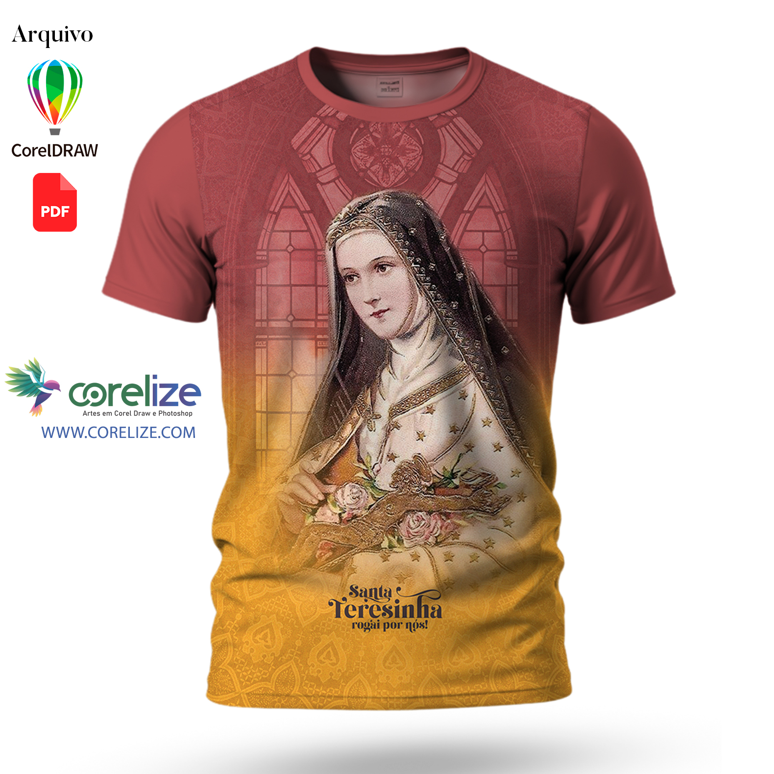 Arte Santa Terezinha 01 para sublimação de camiseta