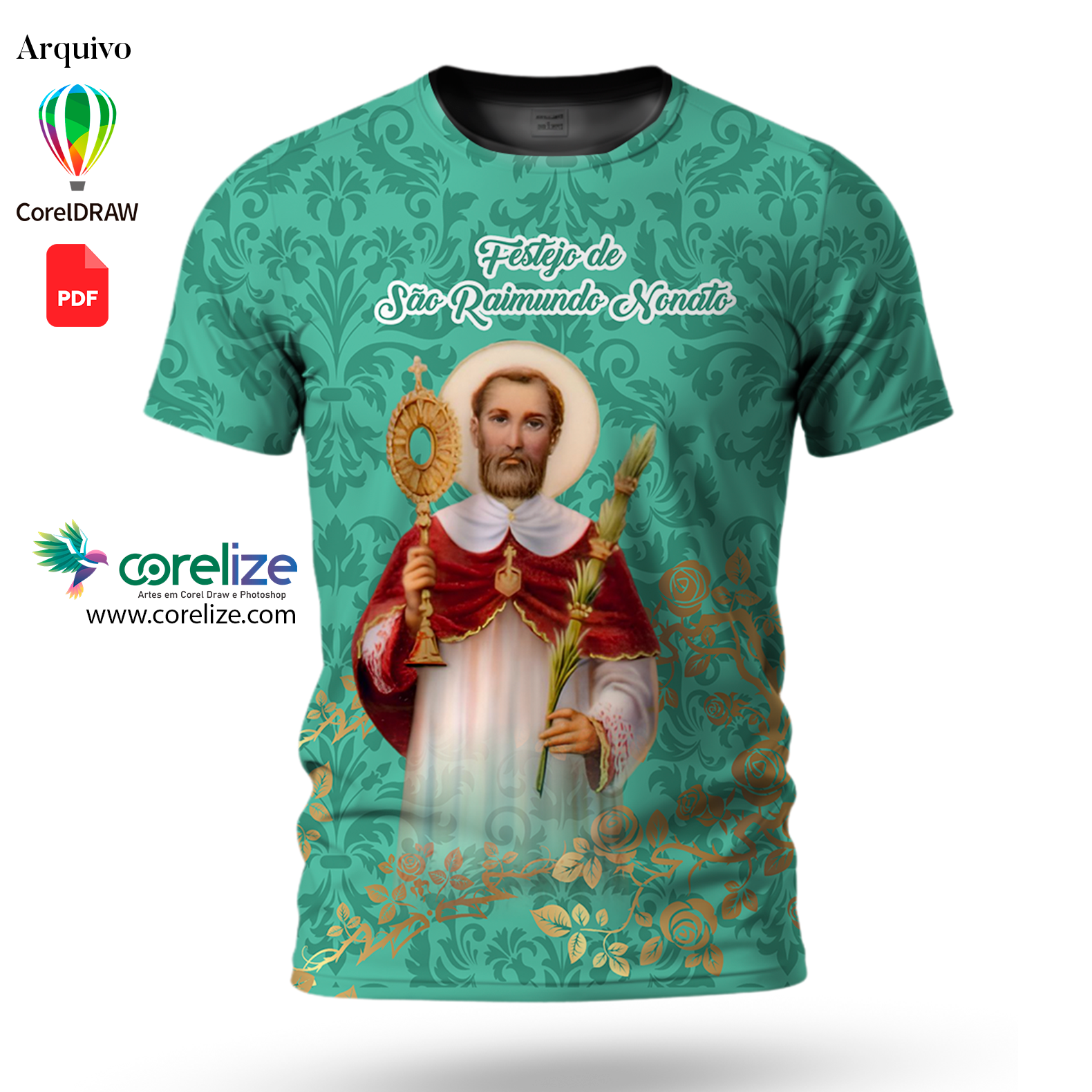 Arte Festejo de São Raimundo Nonato para sublimação de camiseta