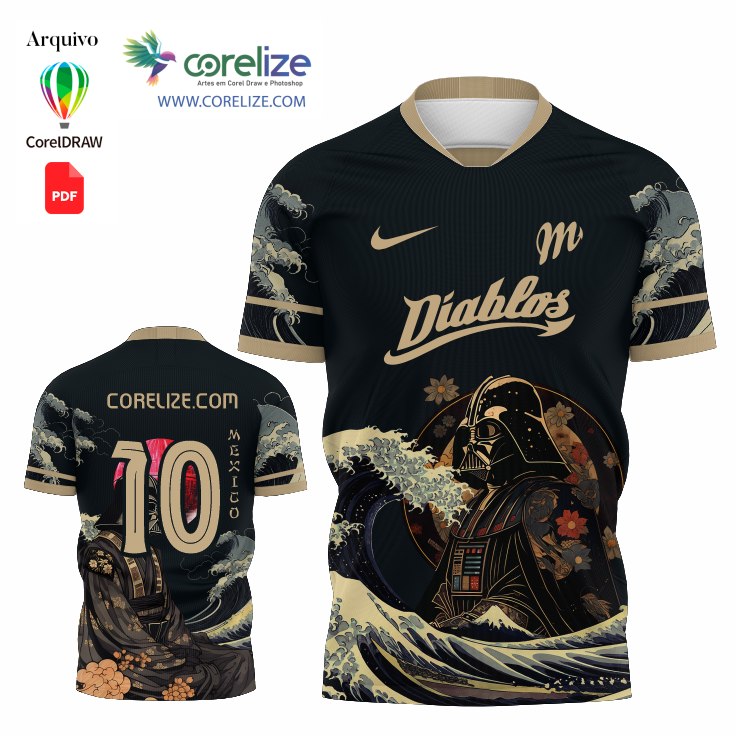 Arte Diablos & Samurai Vader futebol para sublimação de camiseta