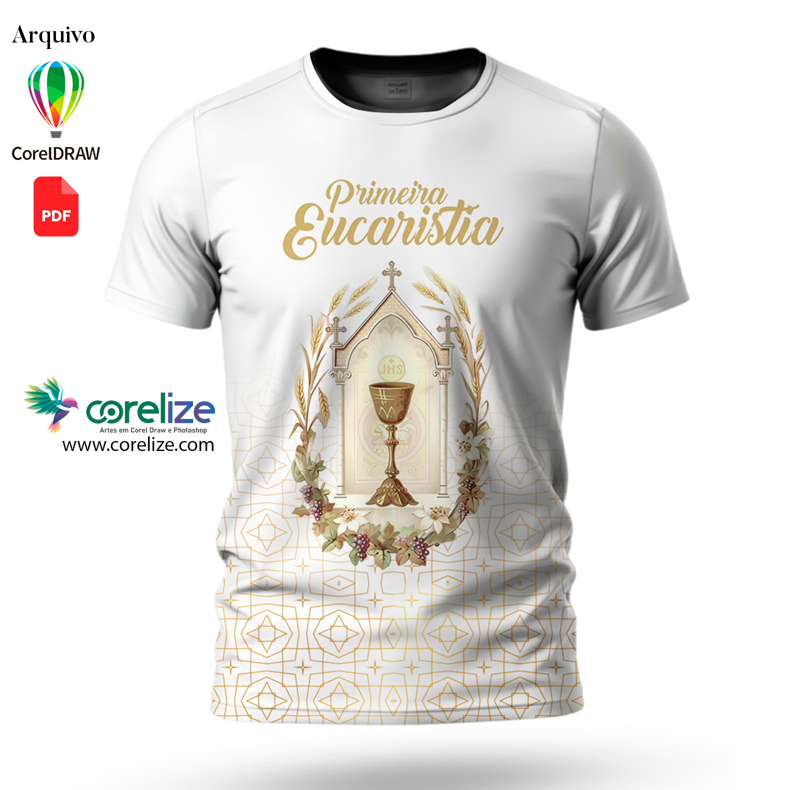 Arte Primeira Eucaristia 03 para sublimação de camiseta