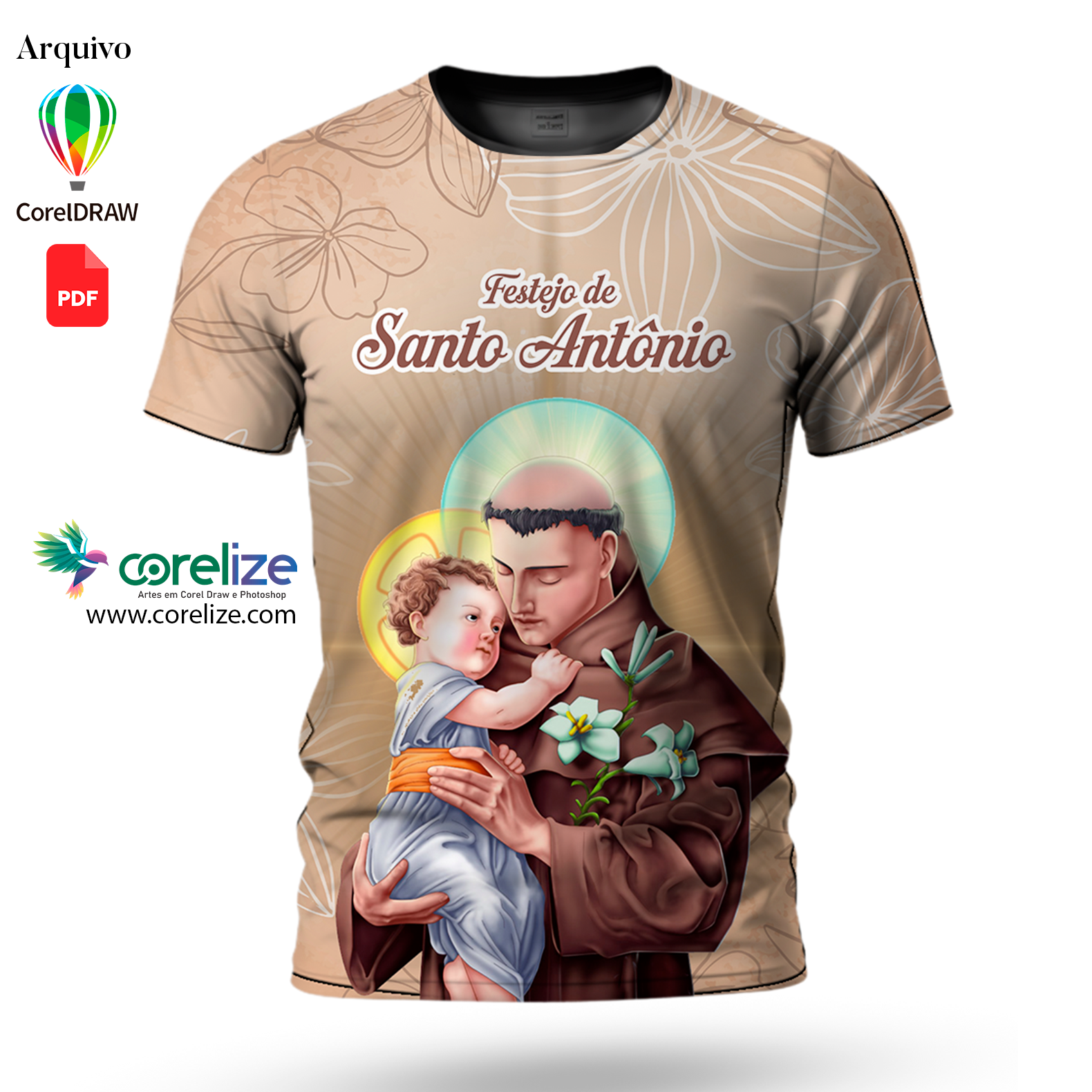 Arte Festejo de São Antonio para sublimação de camiseta