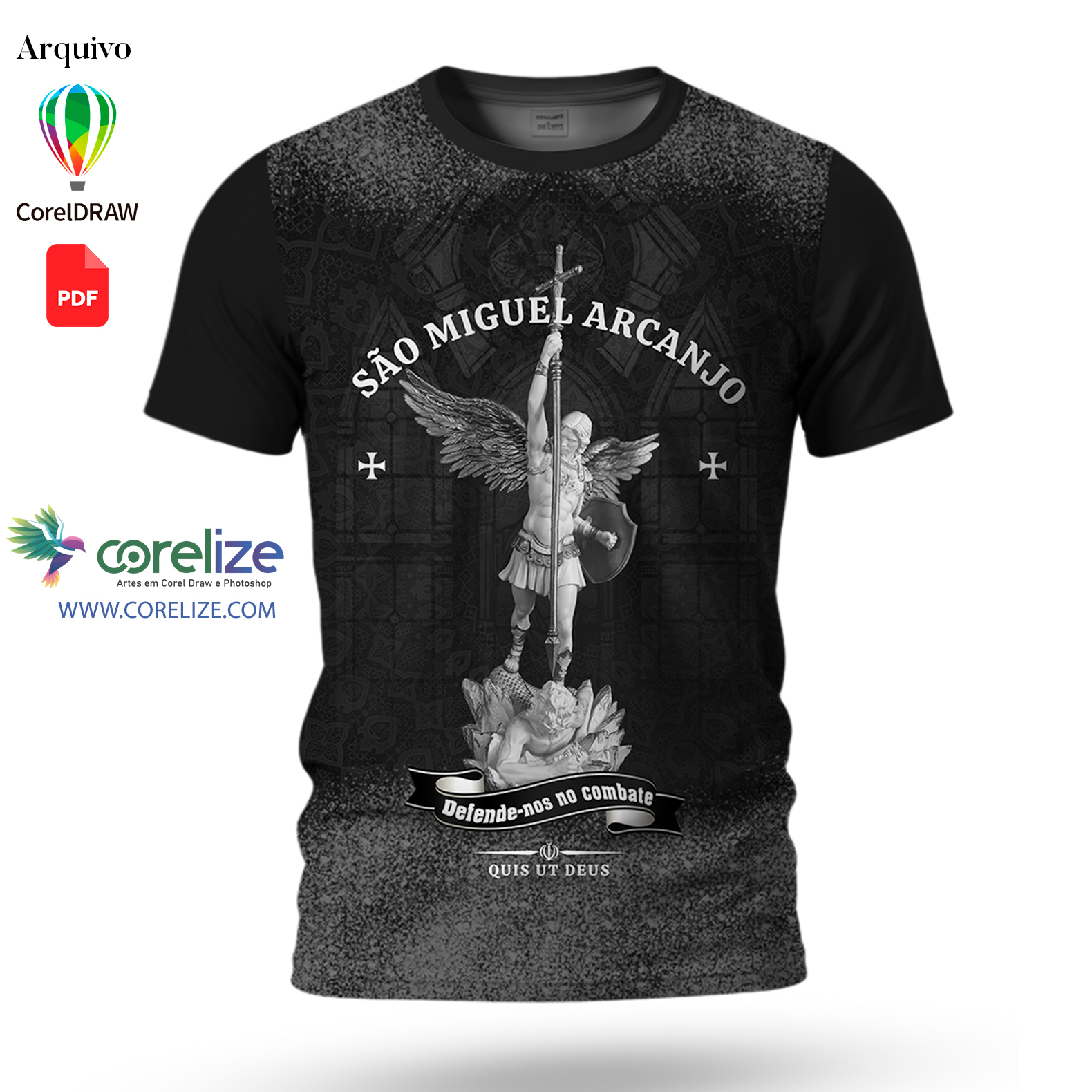 Arte São Miguel Arcanjo para sublimação de camiseta
