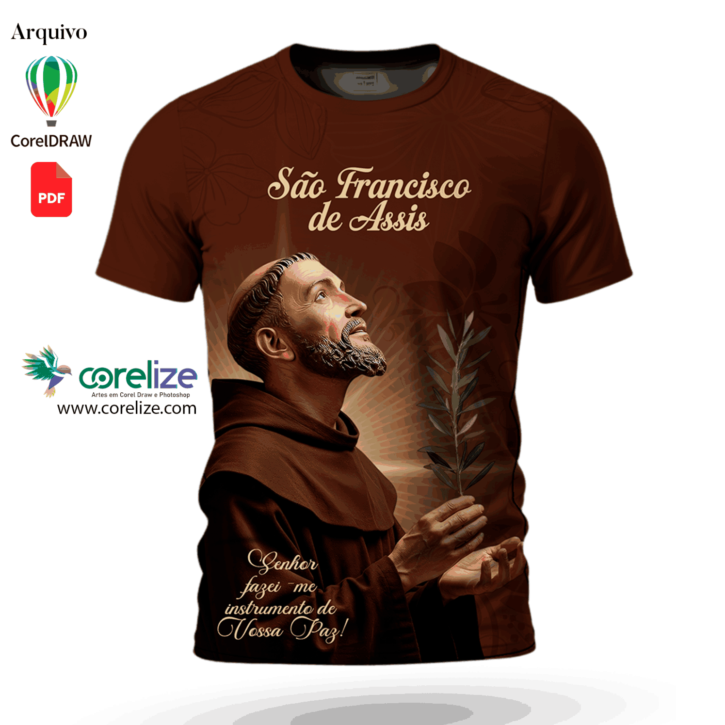 Arte São Francisco de Assis 03 para sublimação de camiseta