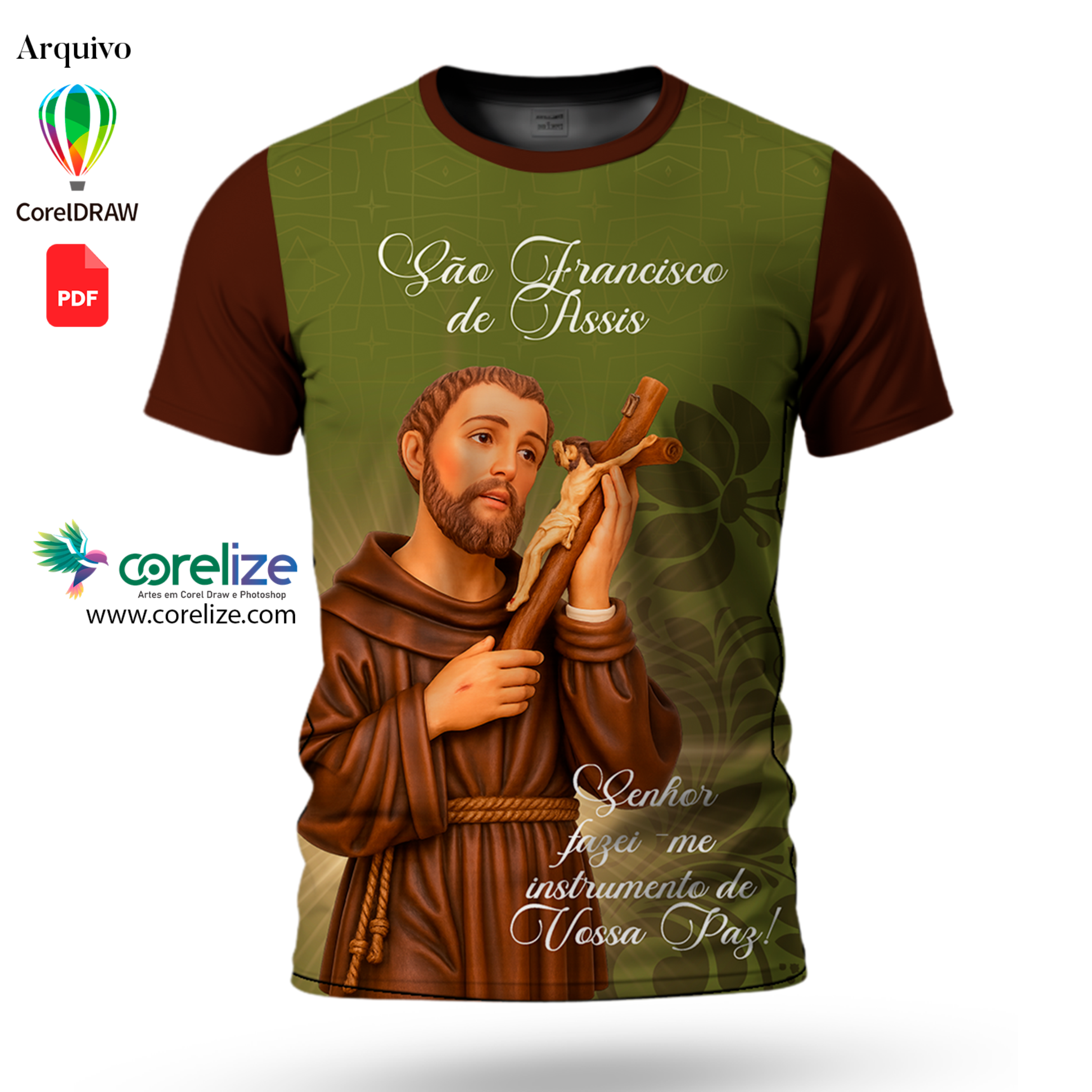 Arte São Francisco de Assis 05 para sublimação de camiseta