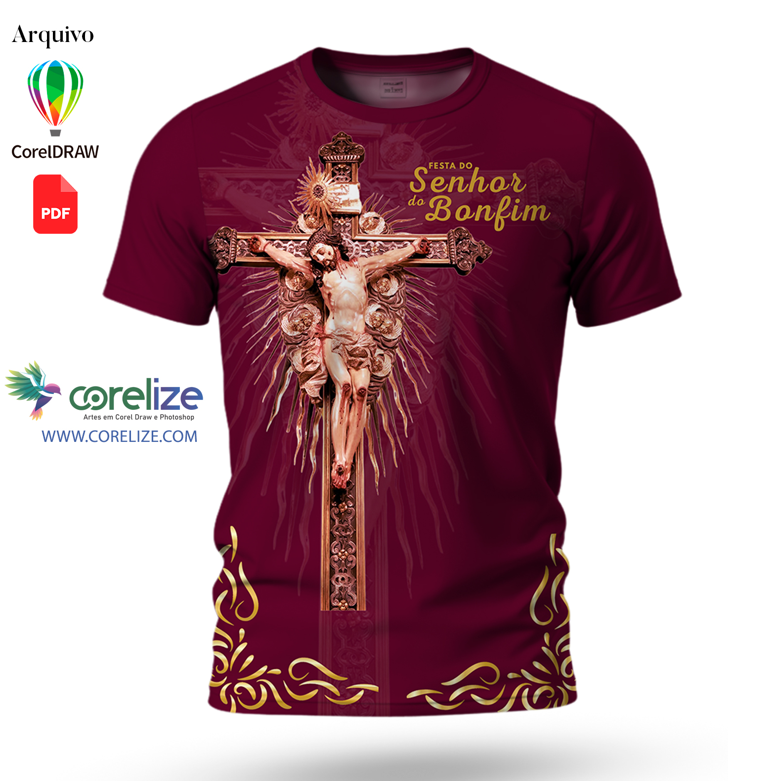 Arte Nosso Senhor do Bonfim para sublimação de camiseta