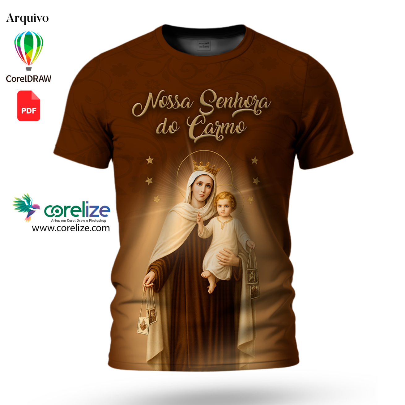 Arte Nossa Senhora do Carmo para sublimação de camiseta