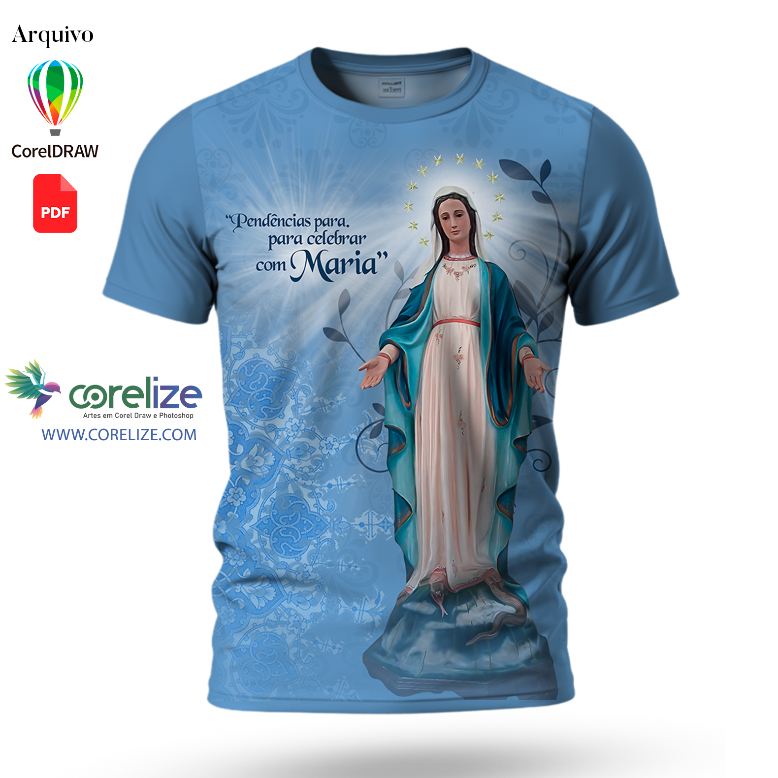 Arte Nossa Senhora das Graças para sublimação de camiseta