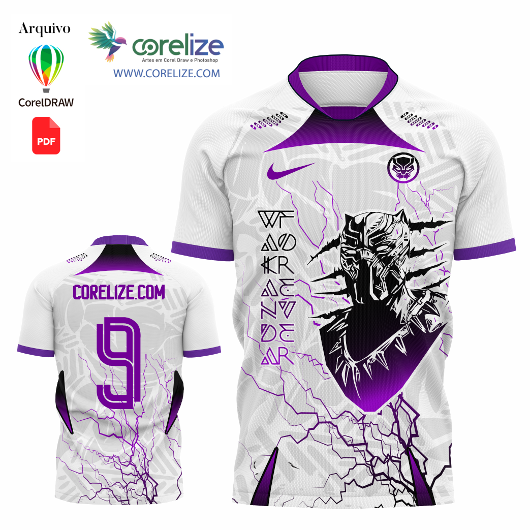 Arte Pantera Negra Wakanda futebol para sublimação de camiseta