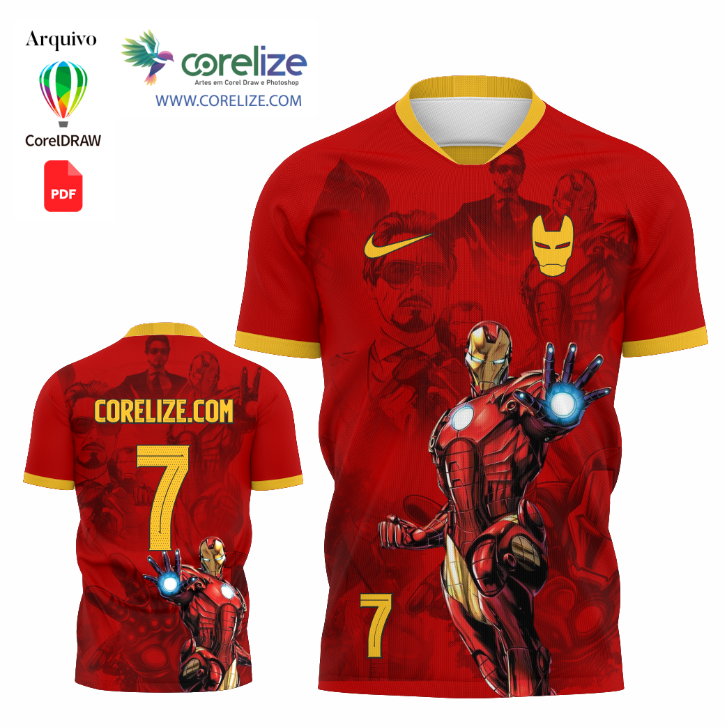 Arte Homem de ferro futebol para sublimação de camiseta