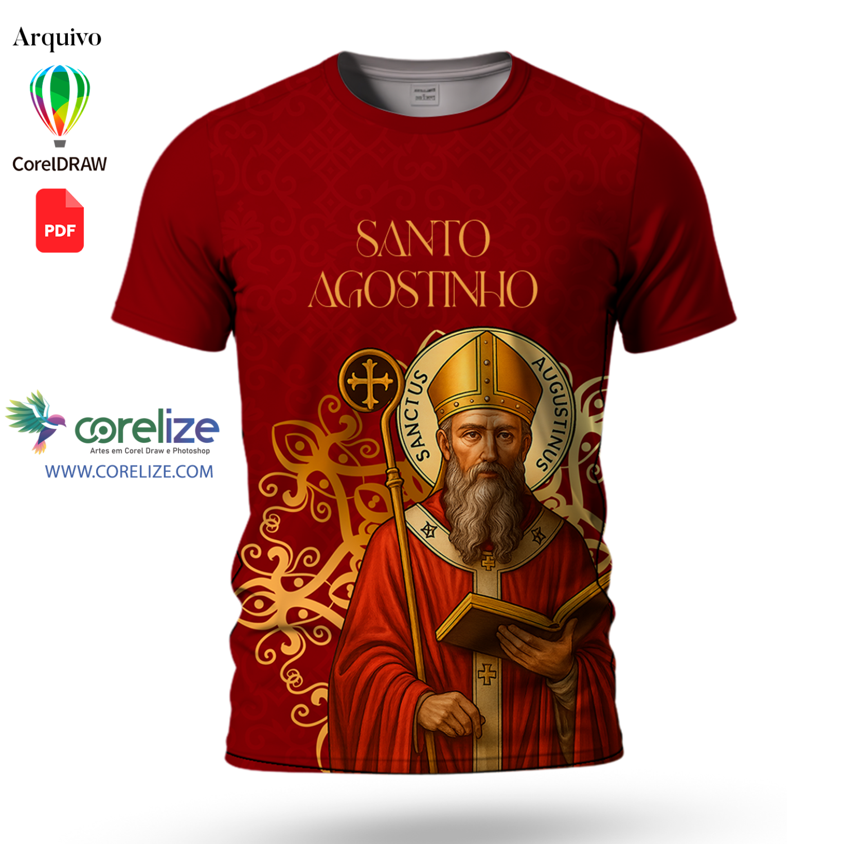 Arte Santo Agostinho para sublimação de camiseta