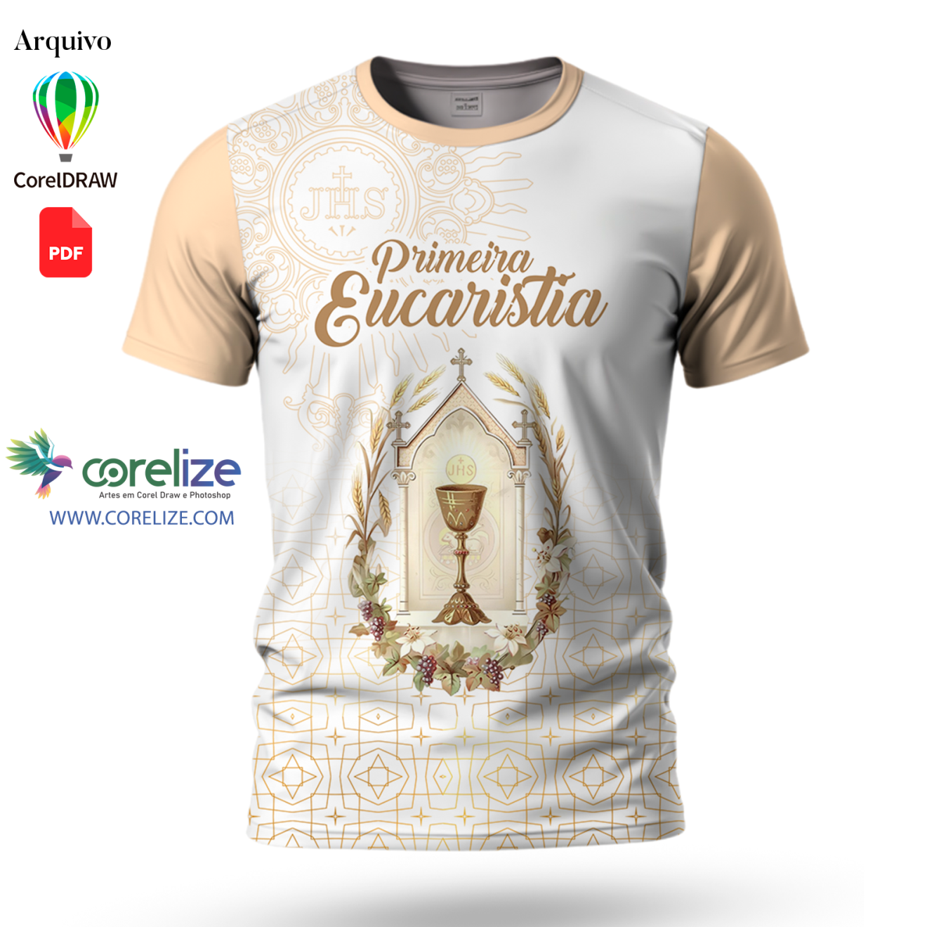 Arte Primeira Eucaristia 07 para sublimação de camiseta
