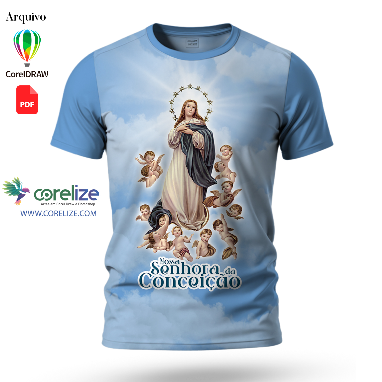 Arte Nossa Senhora da Conceição para sublimação de camiseta