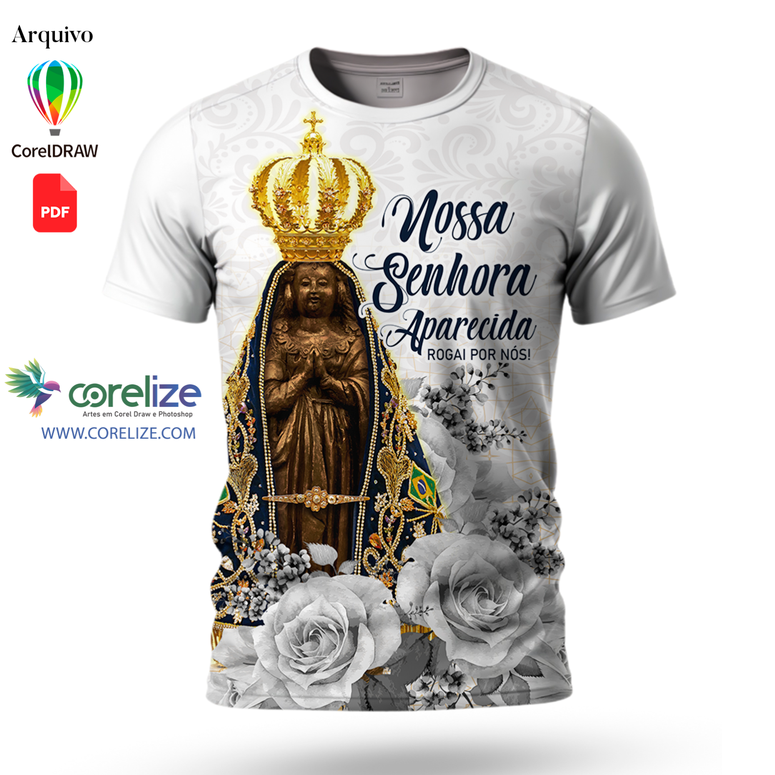 Arte Nossa Senhora Aparecida 3 para sublimação de camiseta