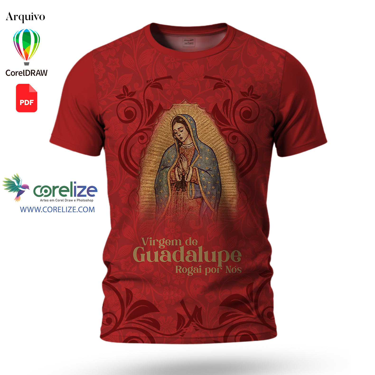 Arte Nossa Senhora Guadalupe para sublimação de camiseta