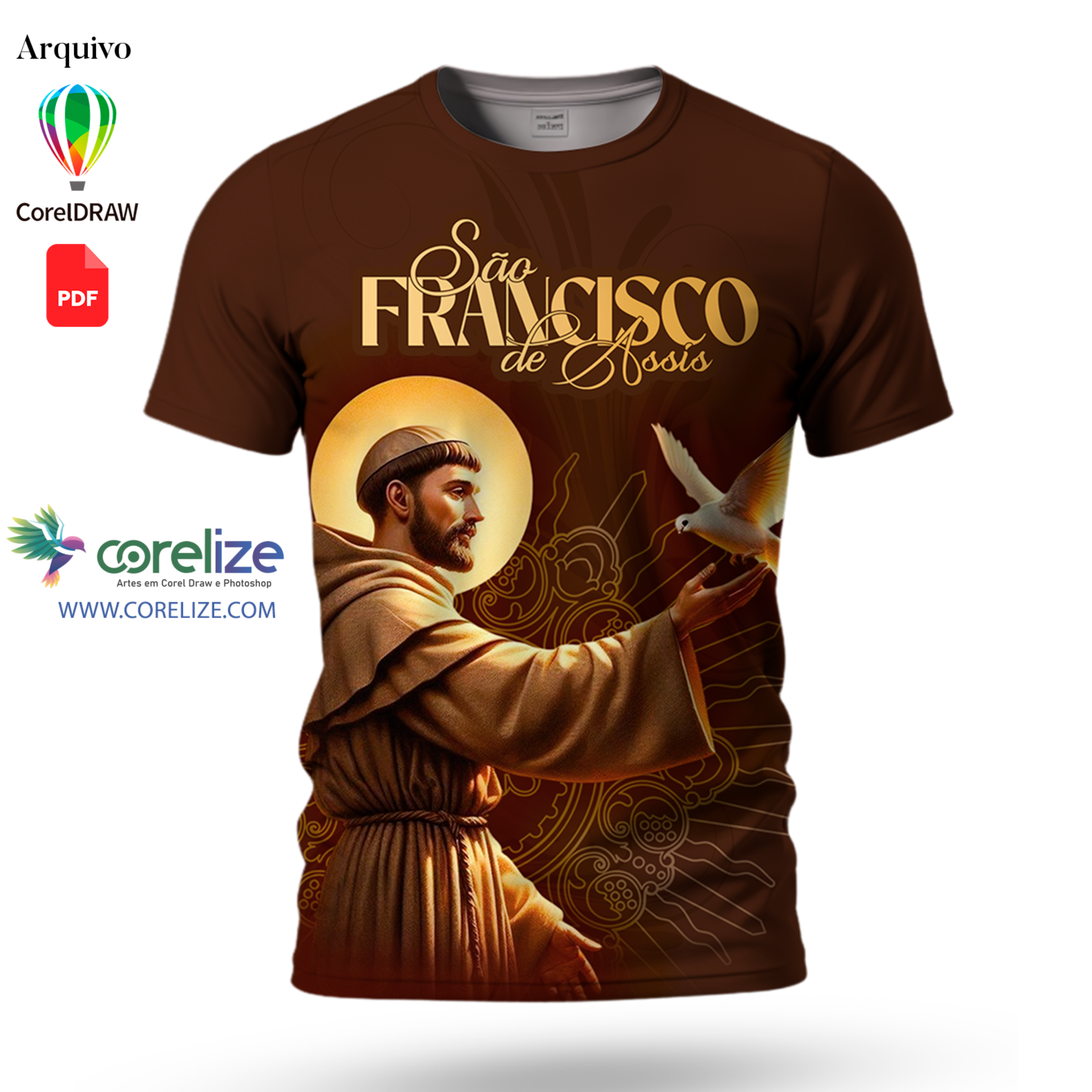 Arte São Francisco de Assis 05 para sublimação de camiseta