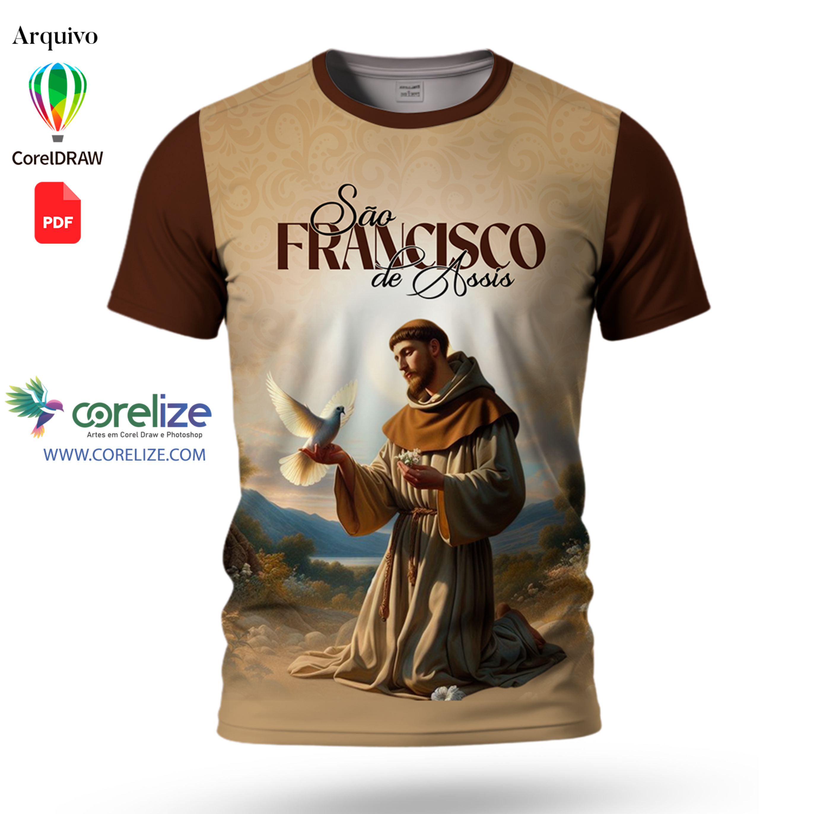 Arte São Francisco de Assis 07 para sublimação de camiseta