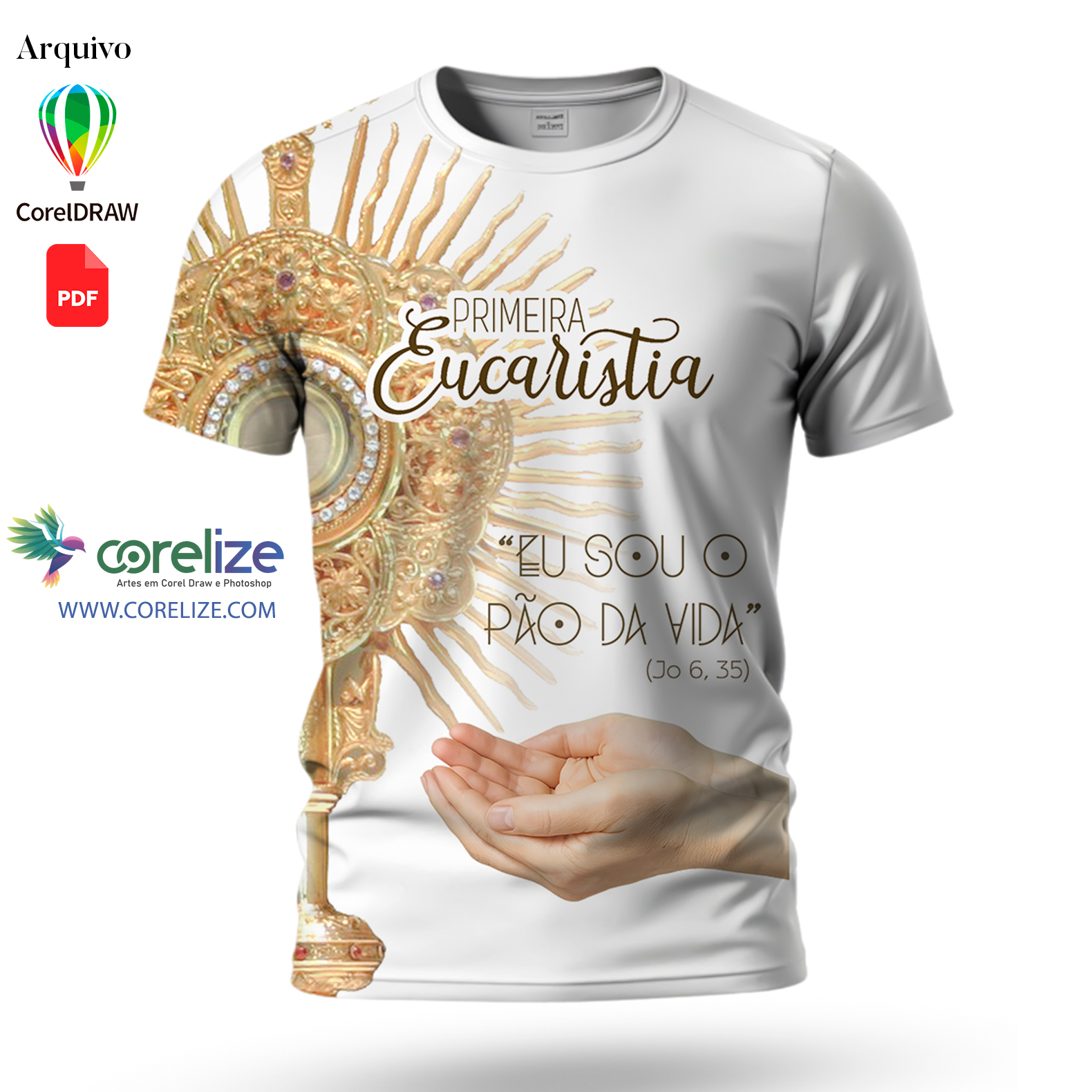 Arte Primeira Eucaristia 08 para sublimação de camiseta