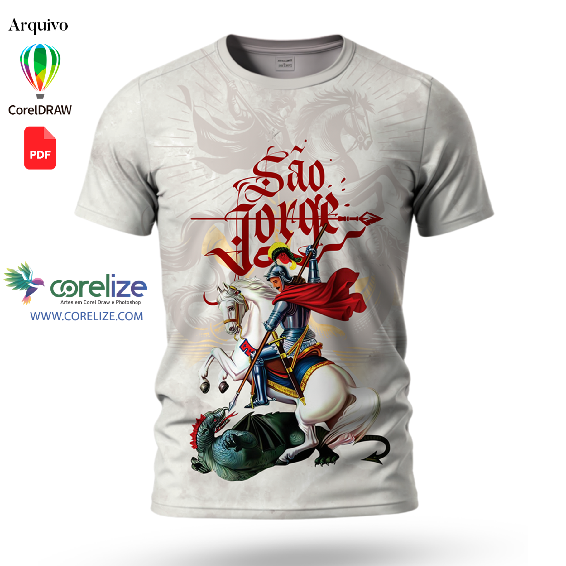 Arte São Jorge para sublimação de camiseta