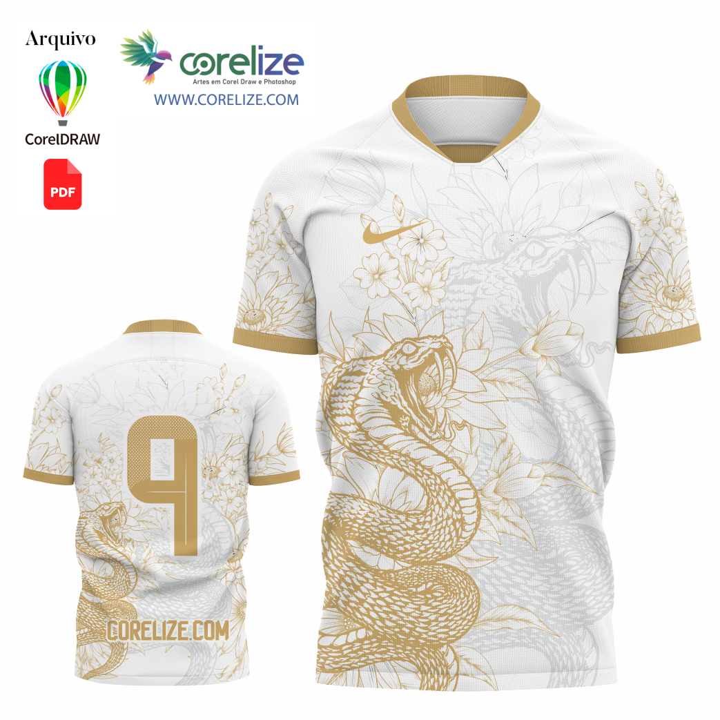 Arte Cobra Floral futebol para sublimação de camiseta