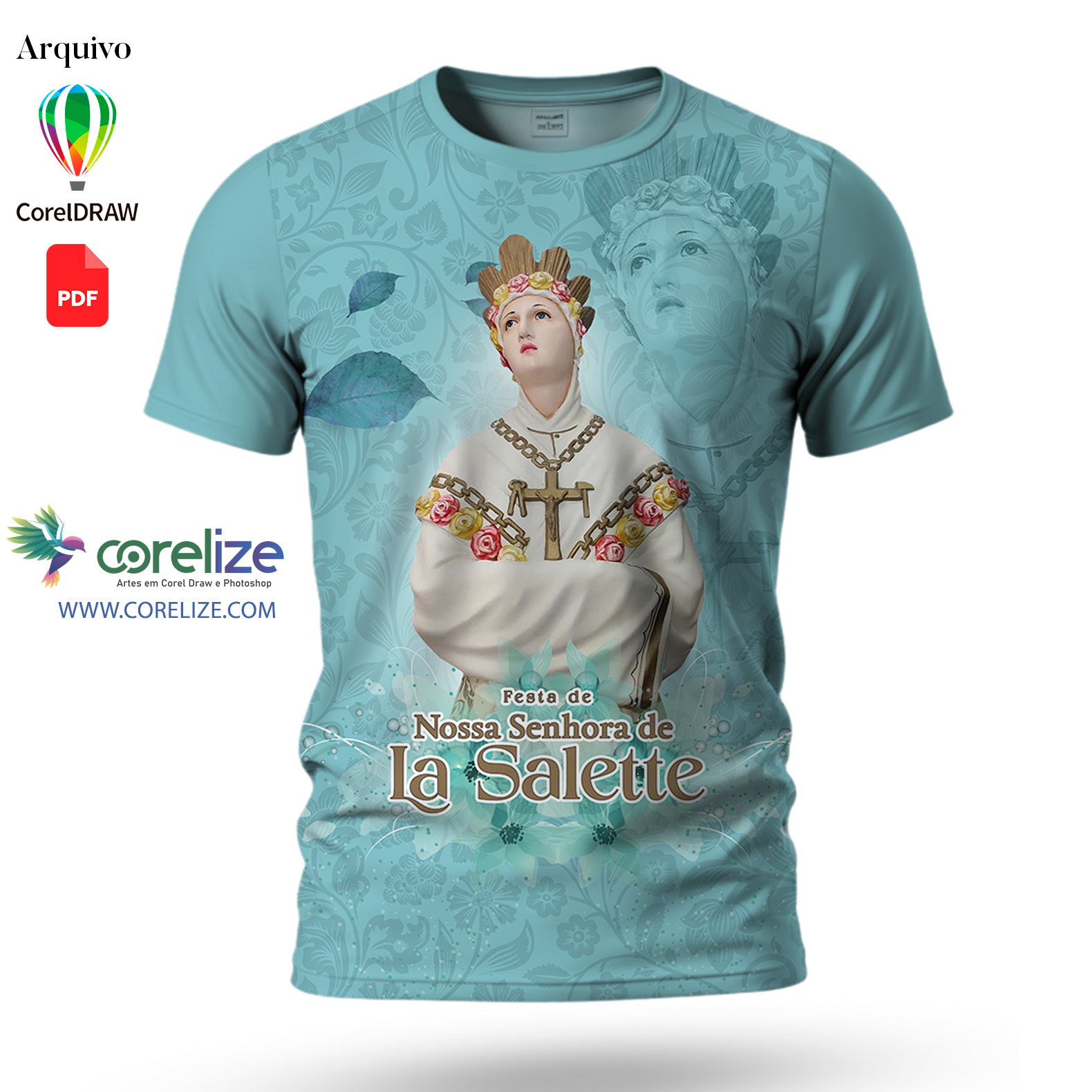 Arte Nossa Senhora de La Salette para sublimação de camiseta