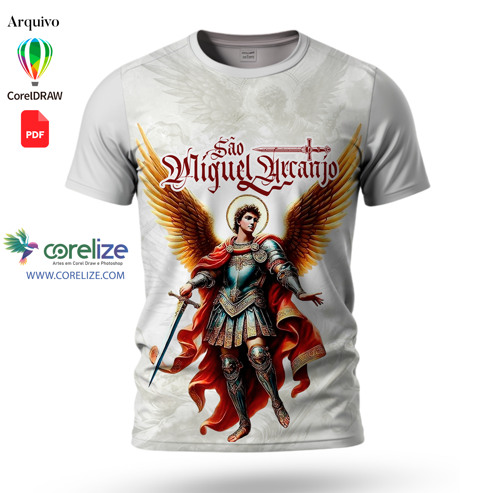 Arte São Miguel Arcanjo 03 para sublimação de camiseta