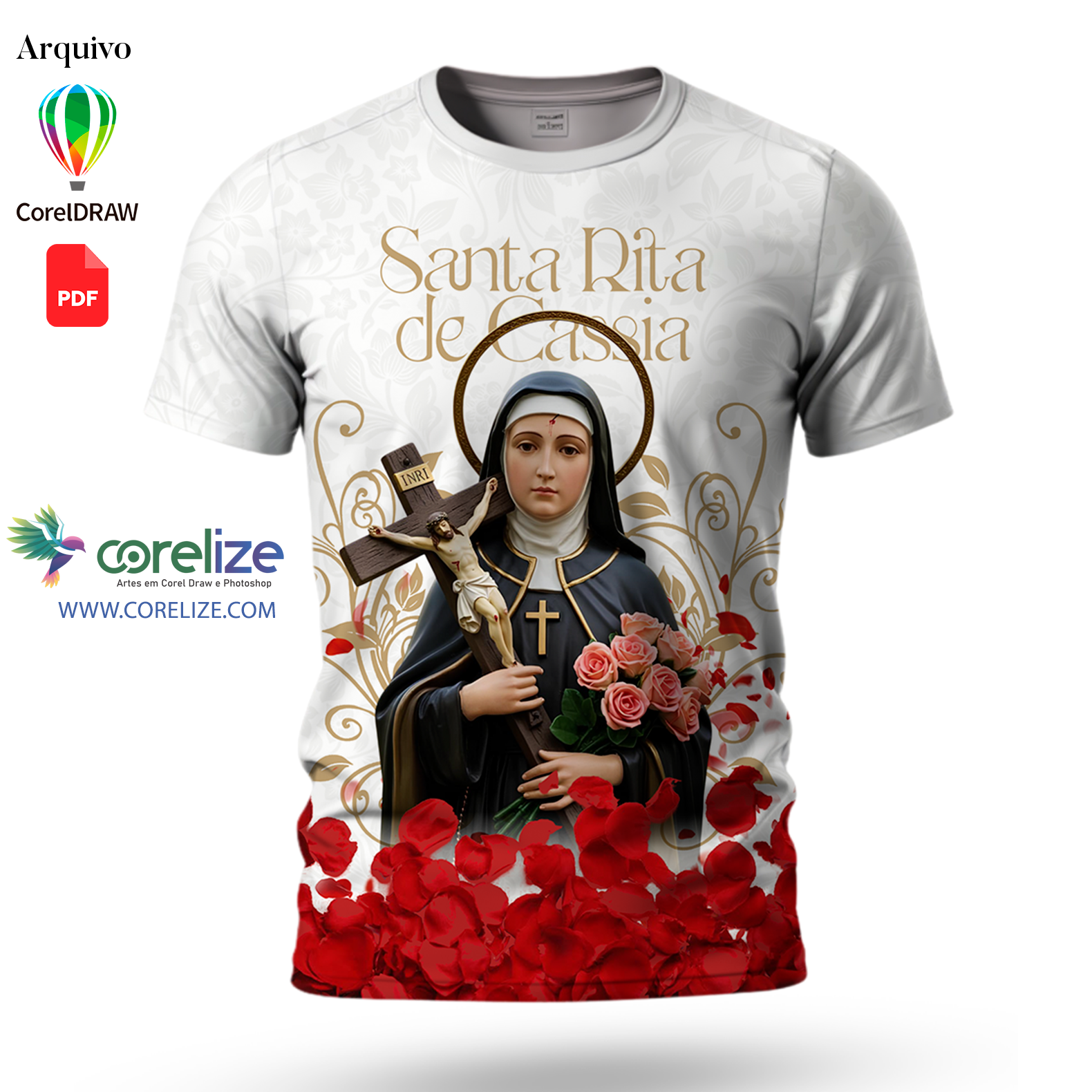 Arte Santa Rita de Cassia para sublimação de camiseta