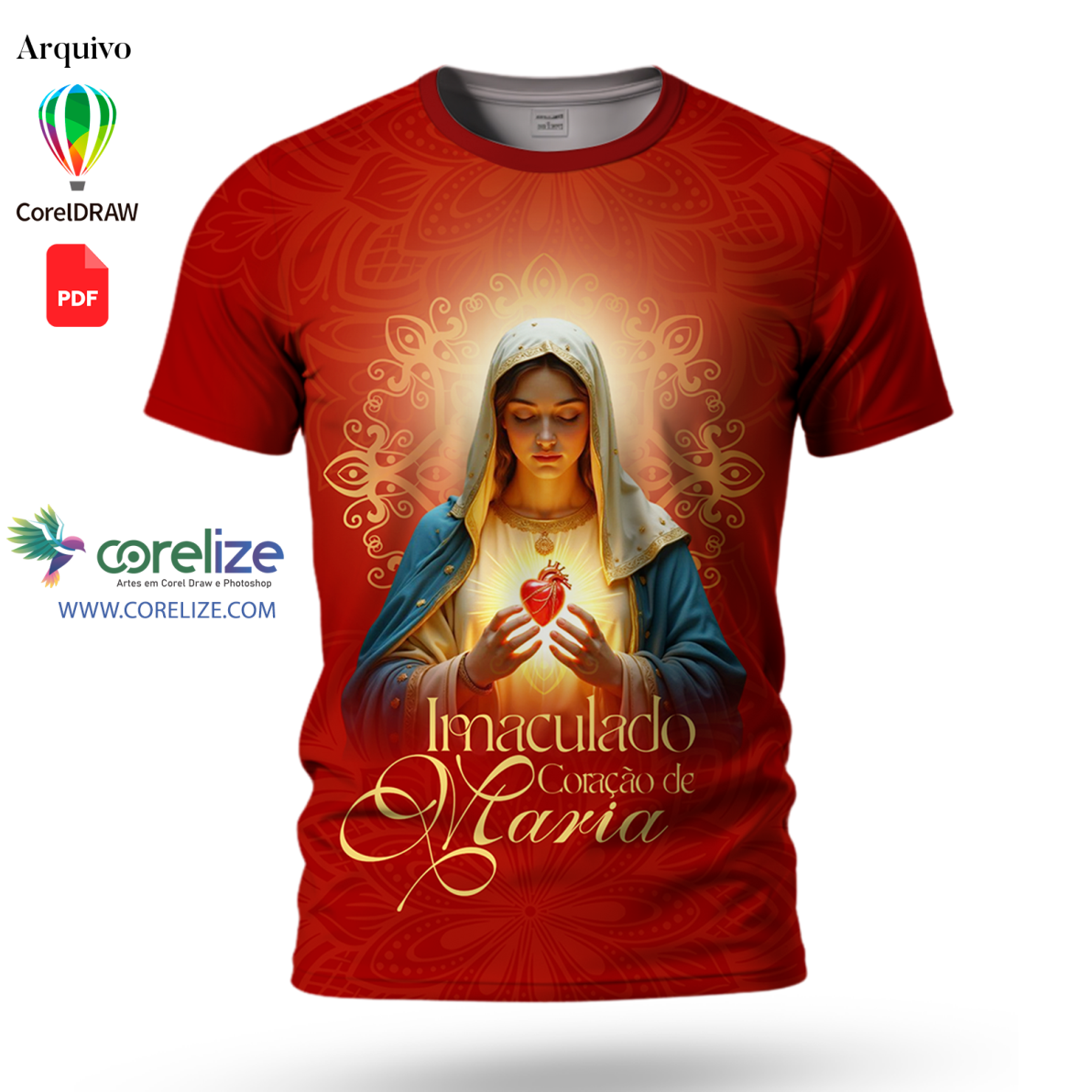 Arte 02 Coração Imaculado de Maria para sublimação de camiseta
