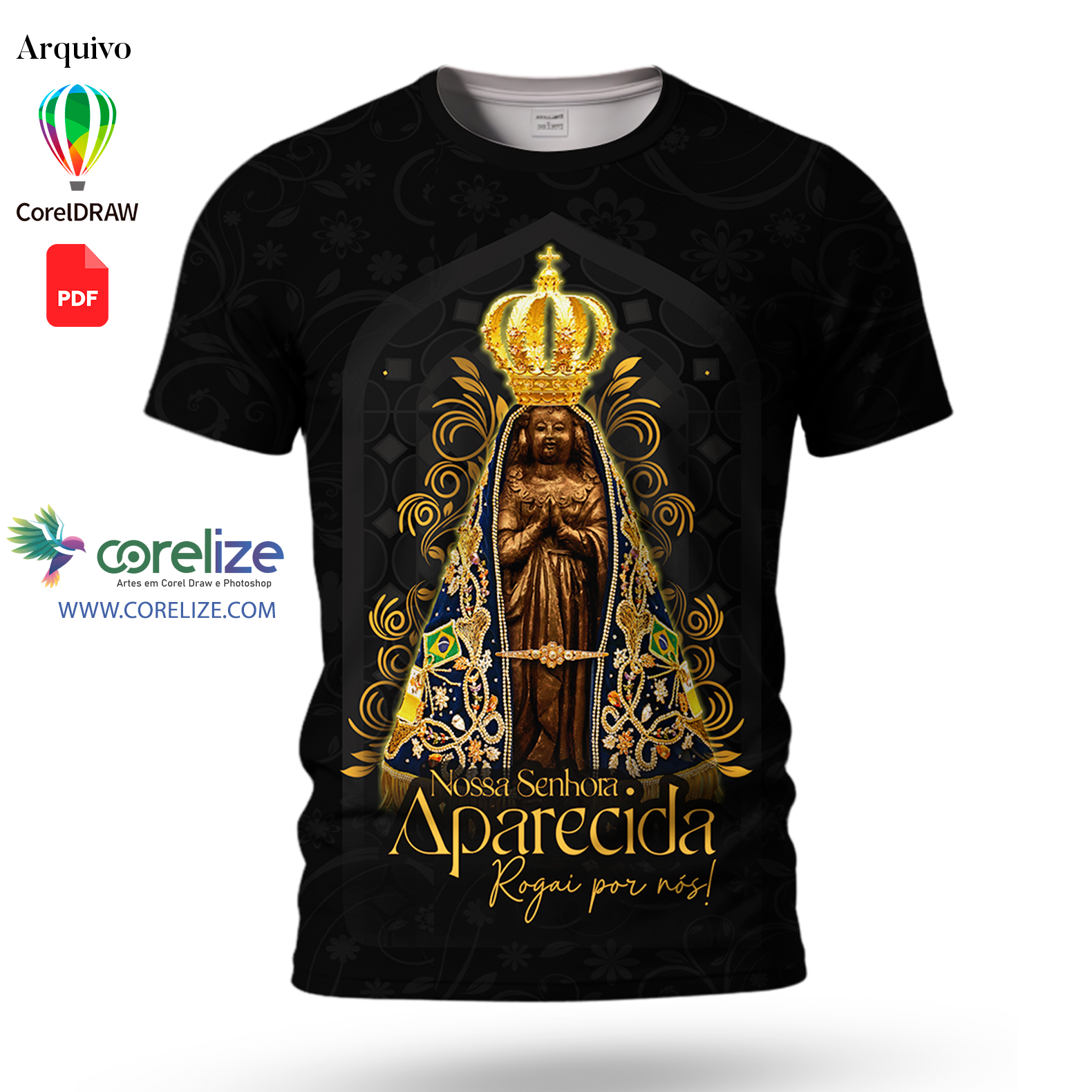 Arte Nossa Senhora Aparecida 05 para sublimação de camiseta