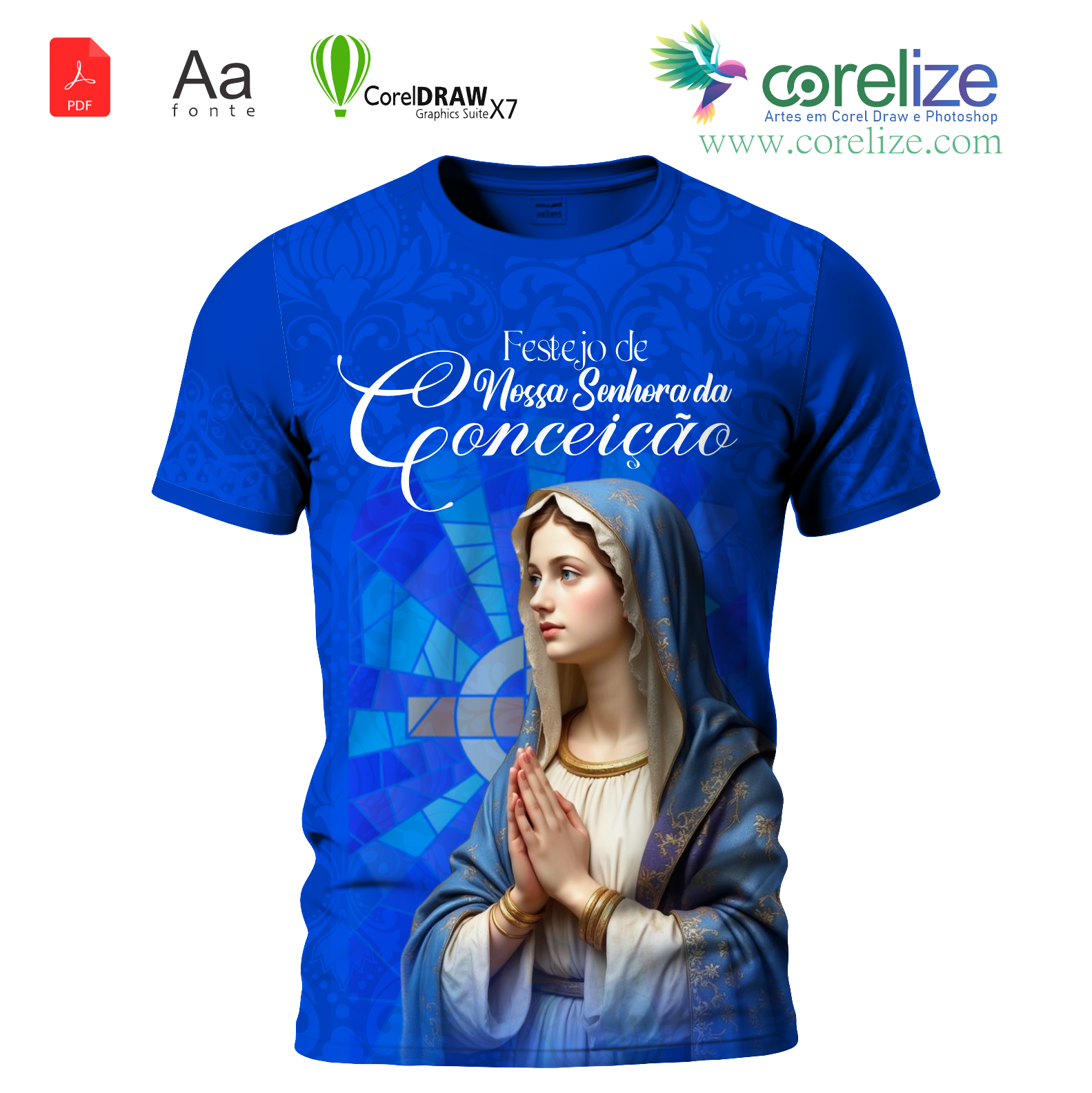 Arte 02 Nossa Senhora da Conceição para sublimação de camiseta