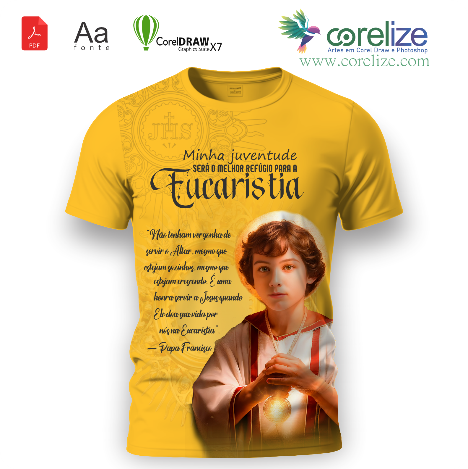 Arte São Tarcísio 03 (grupo de coroinhas) para sublimação de camiseta