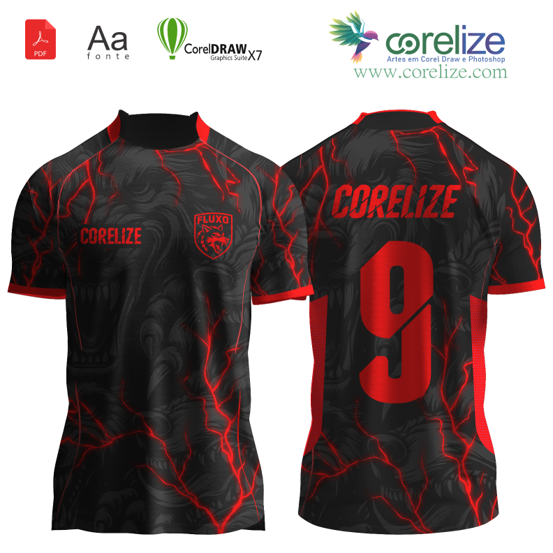 Arte Lobo Dark Raios  para sublimação de camiseta