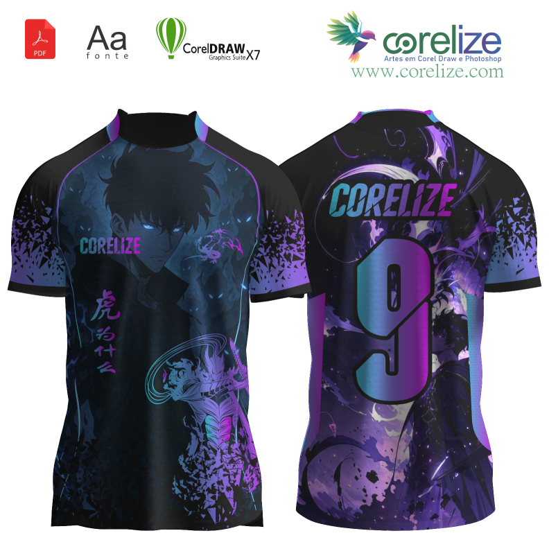 Arte 02 Solo Leveling futebol para sublimação de camiseta