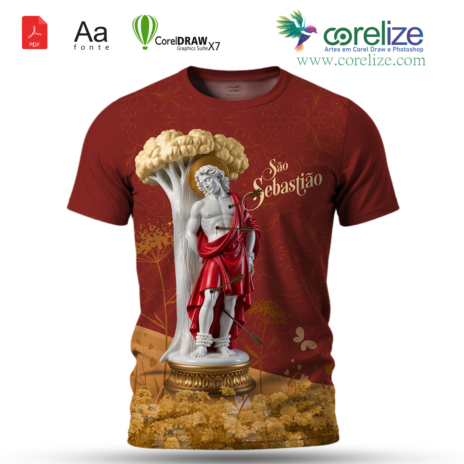 Arte São Sebastião 02 para sublimação de camiseta