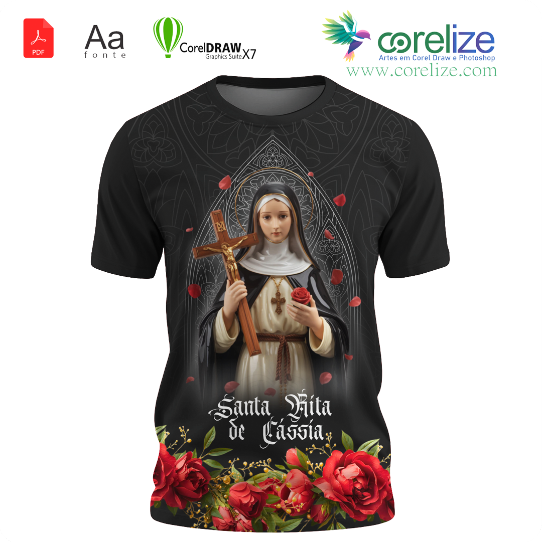 Arte: Arte 05 Santa Rita de Cassia para sublimação de camiseta