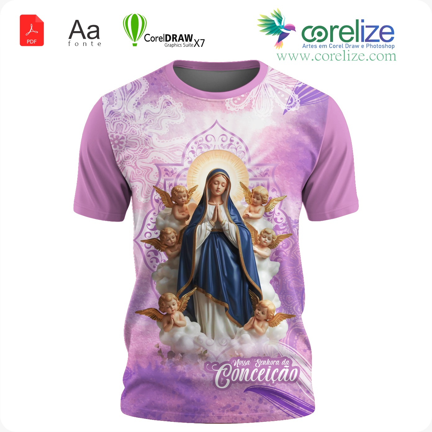 Arte: Arte Nossa Senhora da Conceição 10 para sublimação de camiseta