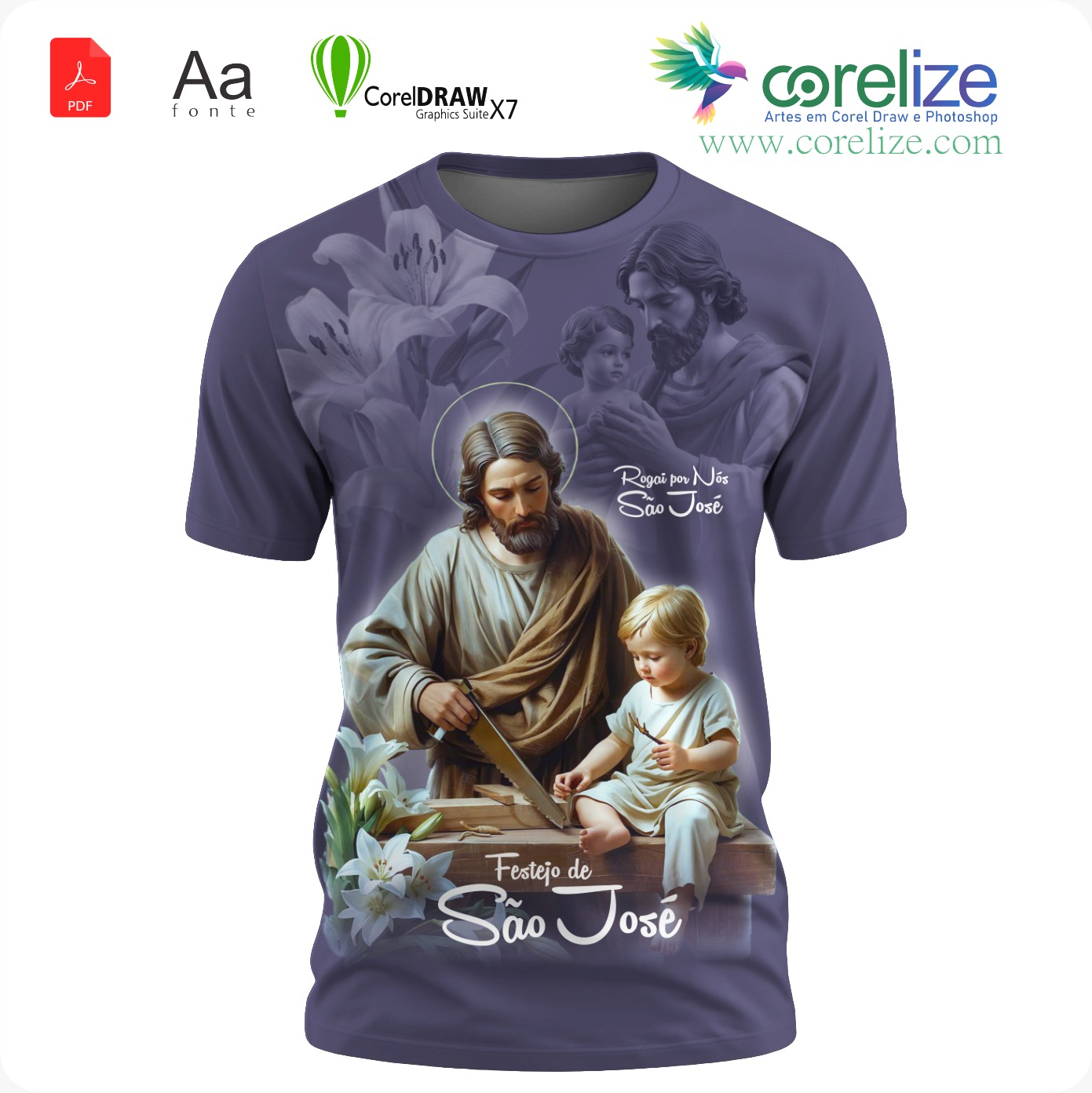 Arte: Arte São José 08 para sublimação de camiseta