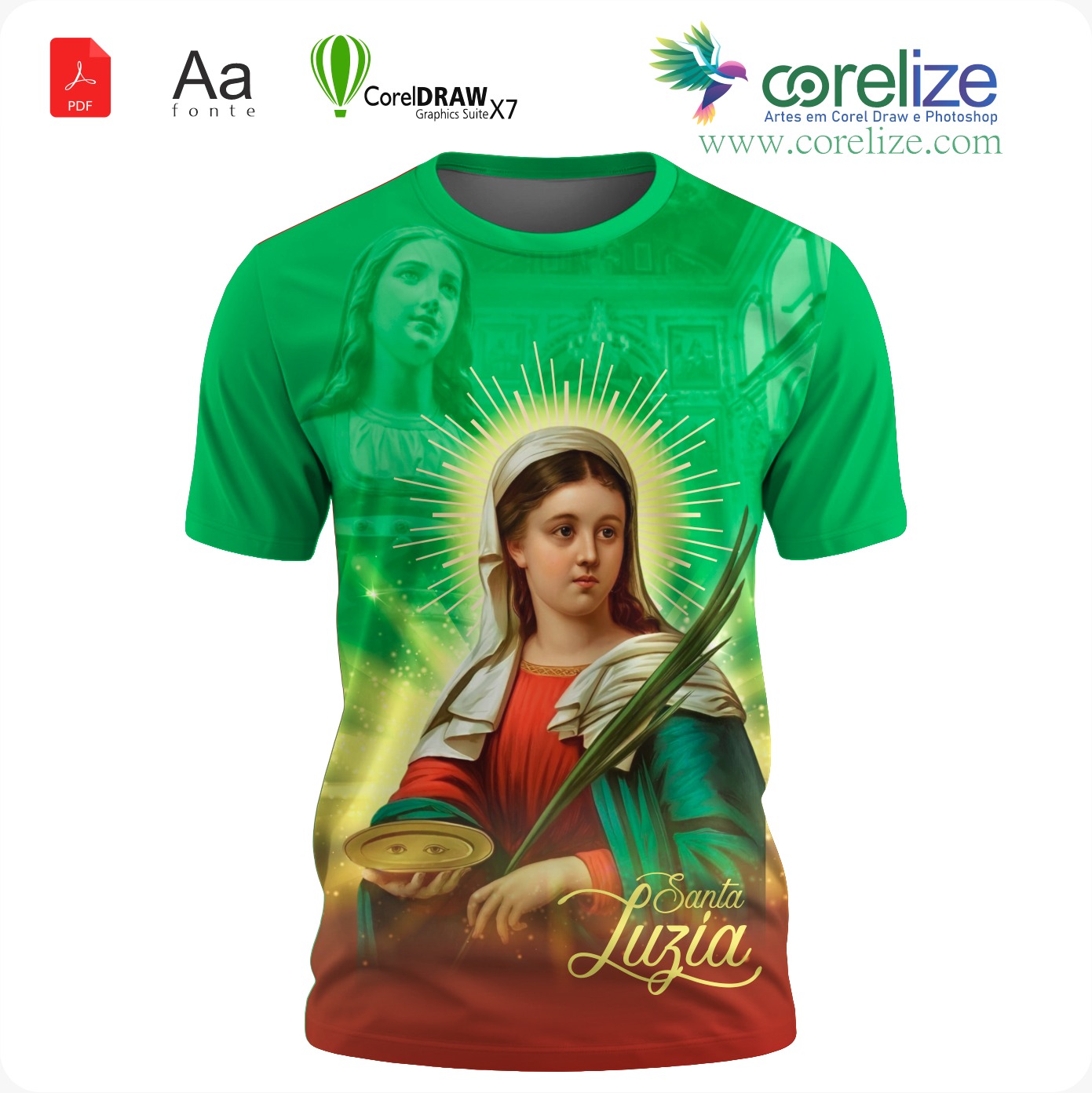 Arte: Arte Santa Luzia 08 para sublimação de camiseta