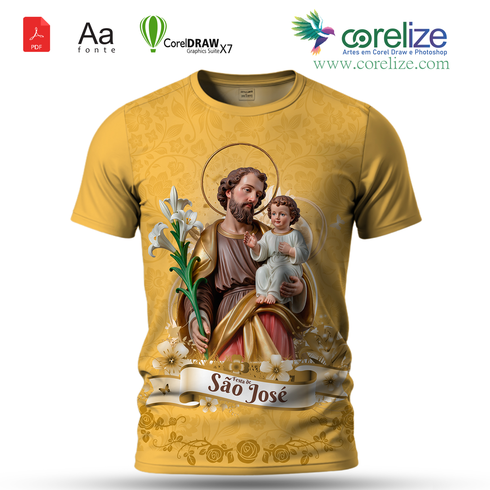 Arte: Arte São José 09 para sublimação de camiseta