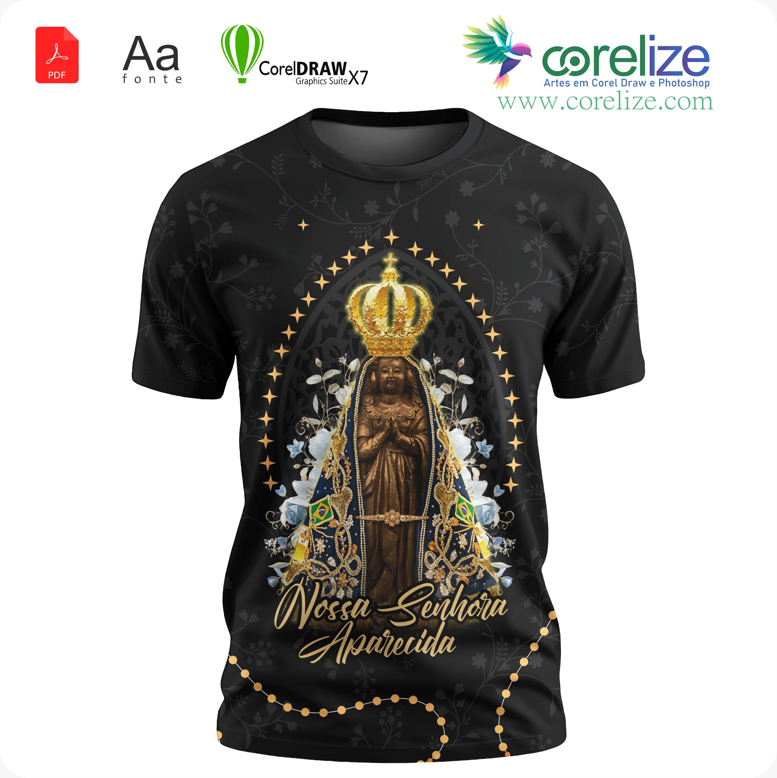 Arte: Arte Nossa Senhora Aparecida 19 para sublimação de camiseta