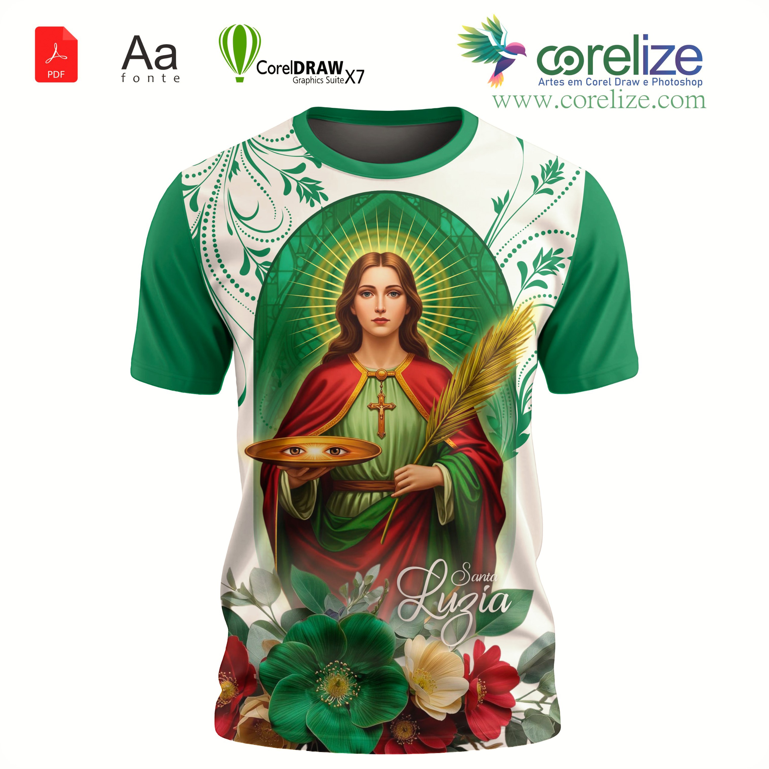 Arte: Arte Santa Luzia 13 para sublimação de camiseta