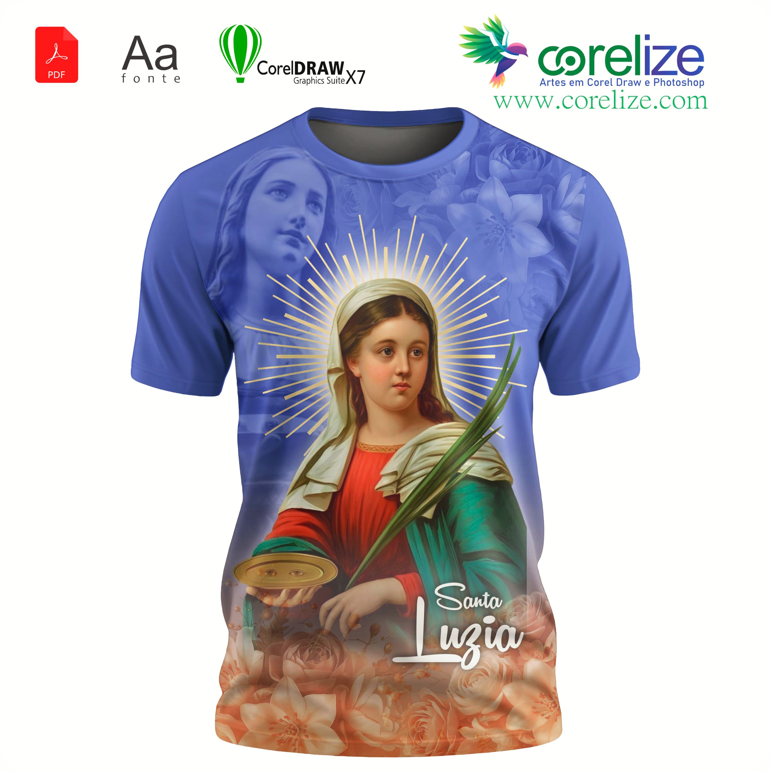 Arte: Arte Santa Luzia 14 para sublimação de camiseta