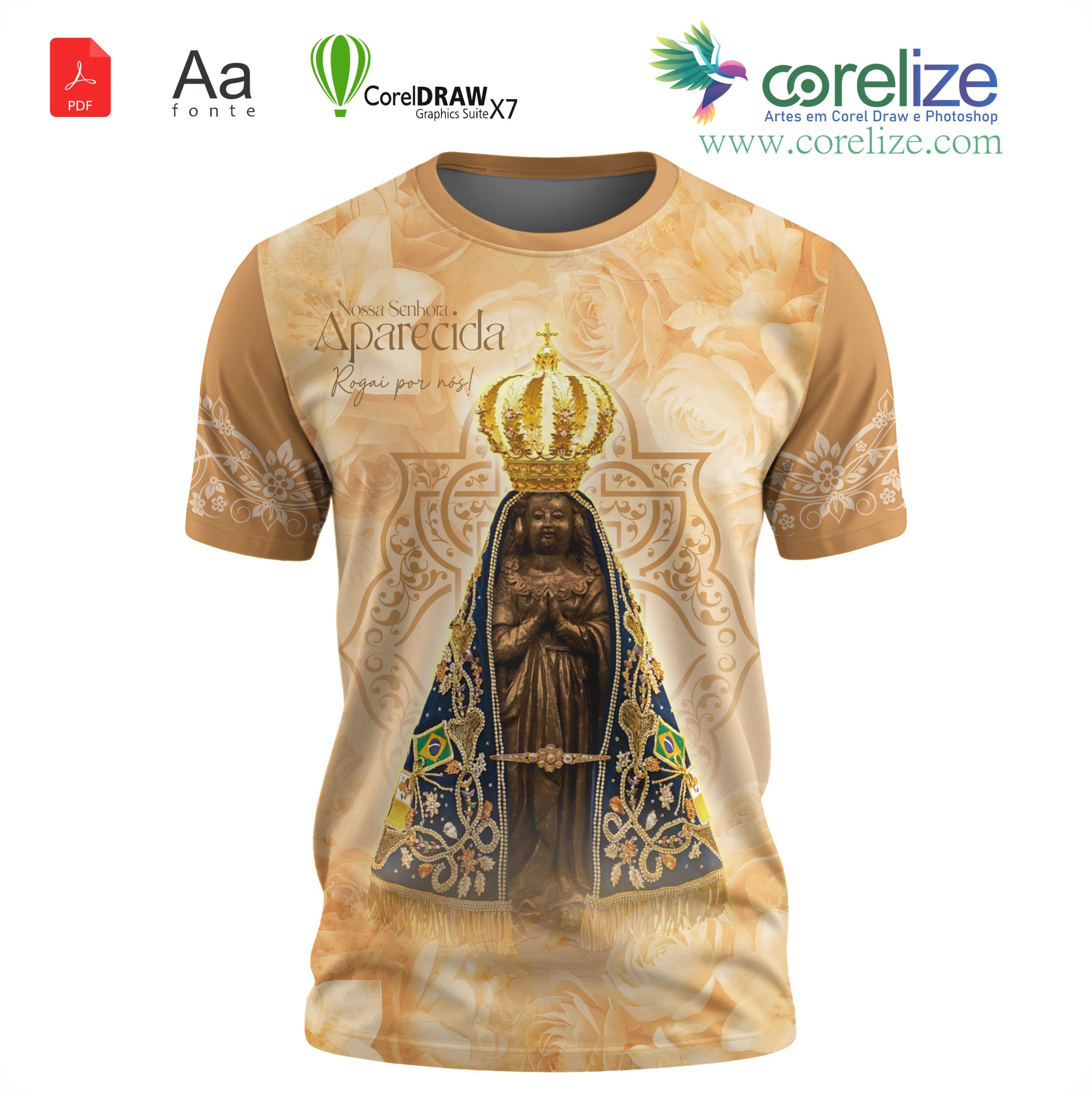Arte: Arte Nossa Senhora Aparecida 21 para sublimação de camiseta