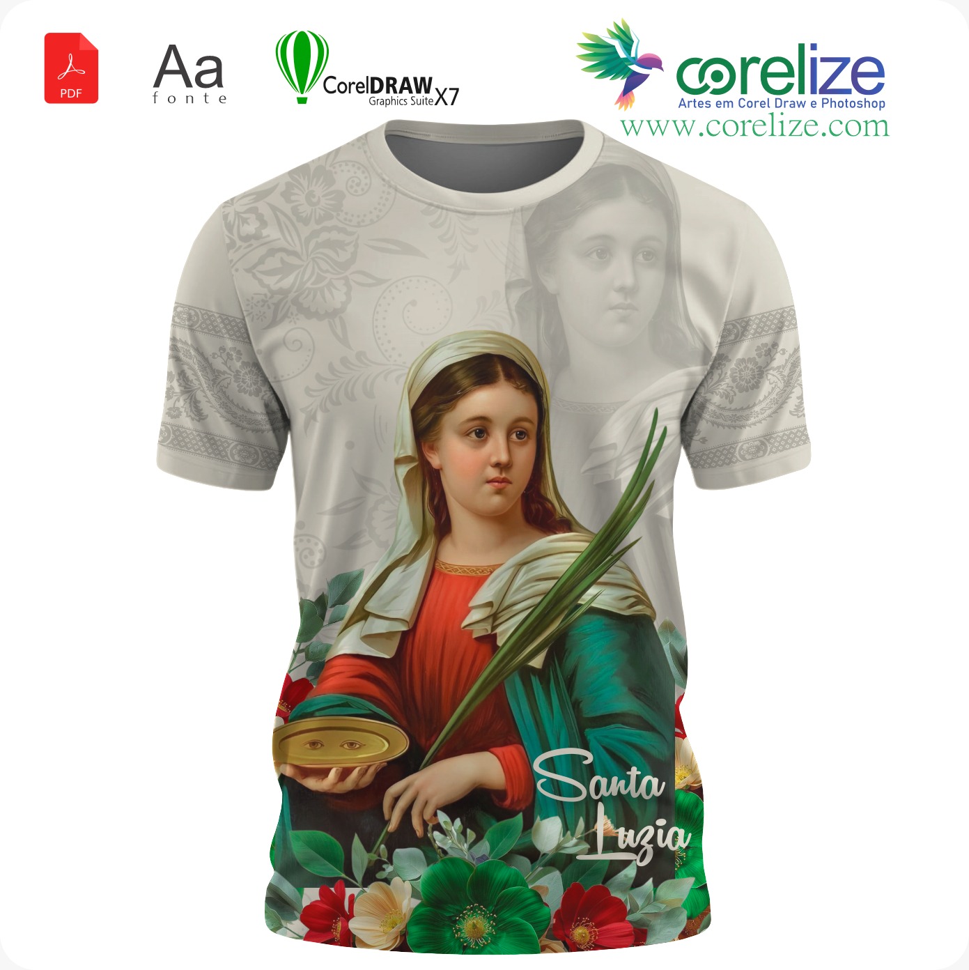 Arte: Arte Santa Luzia 17 para sublimação de camiseta