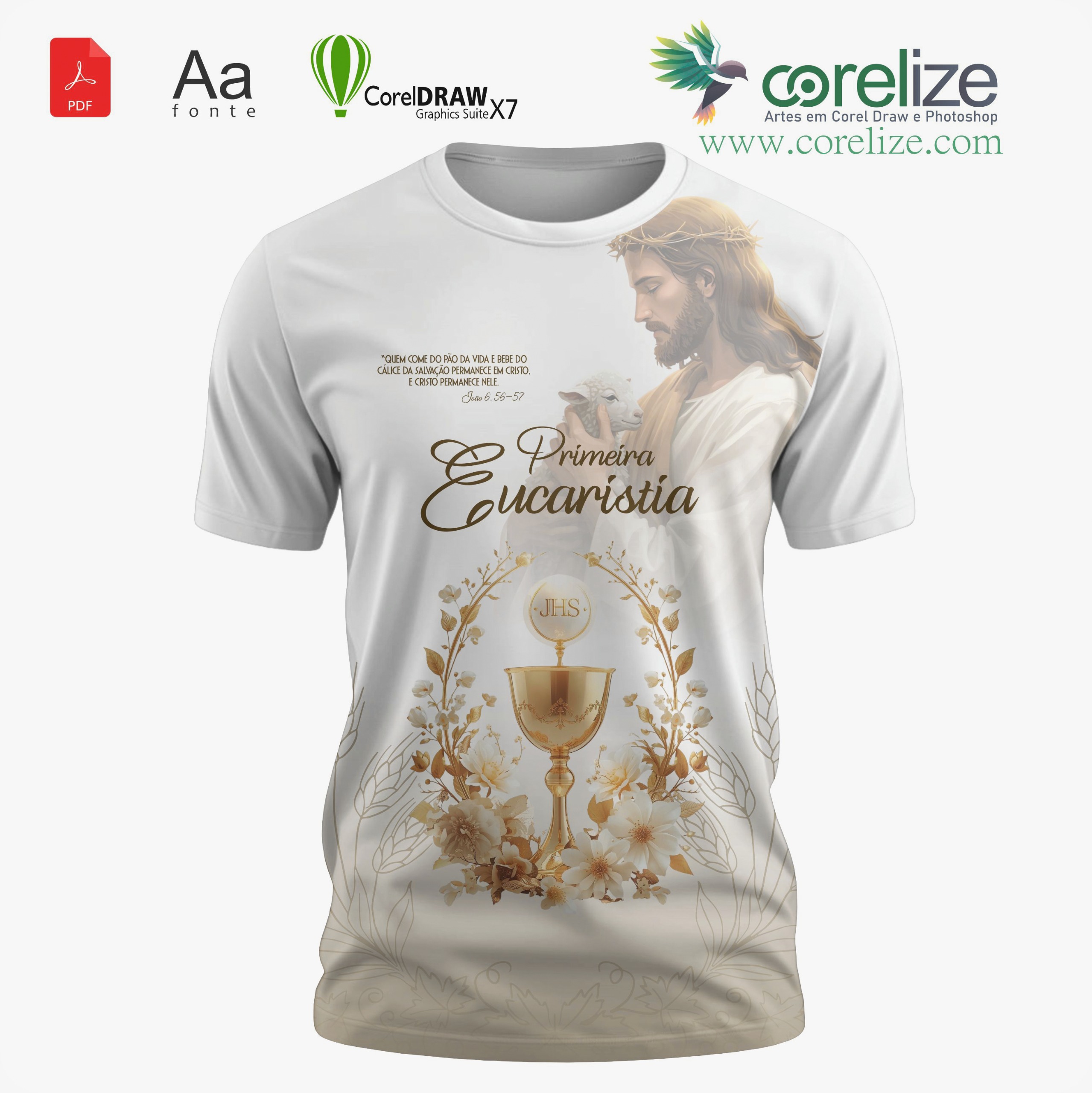 Arte: Arte Primeira Eucaristia 18  para sublimação de camiseta