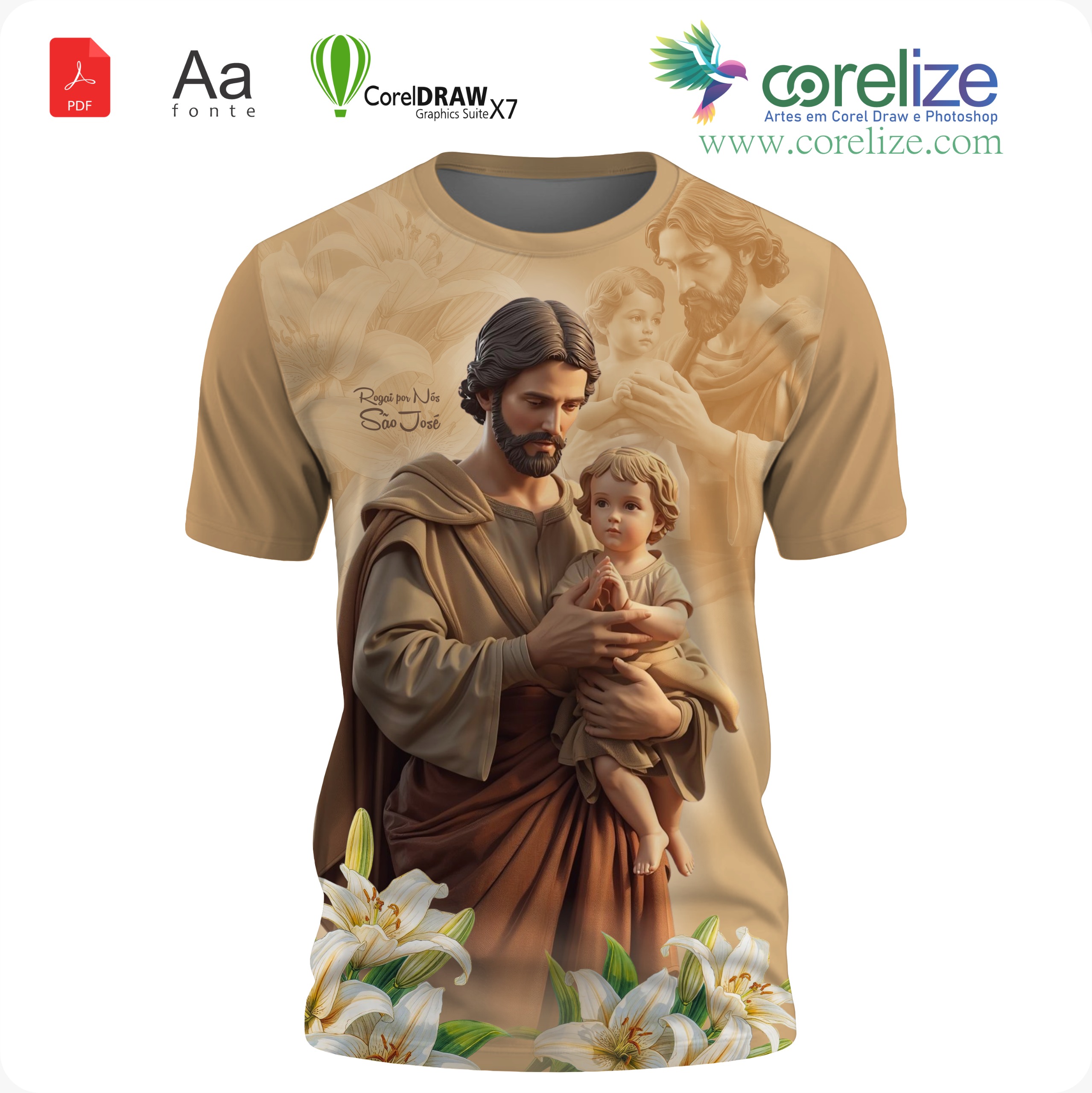 Arte: Arte São José 10 para sublimação de camiseta